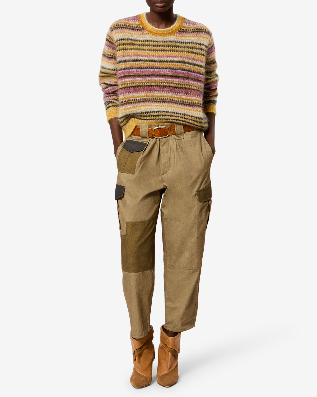 Isabel Marant Morine Pull mohair rayures mustard