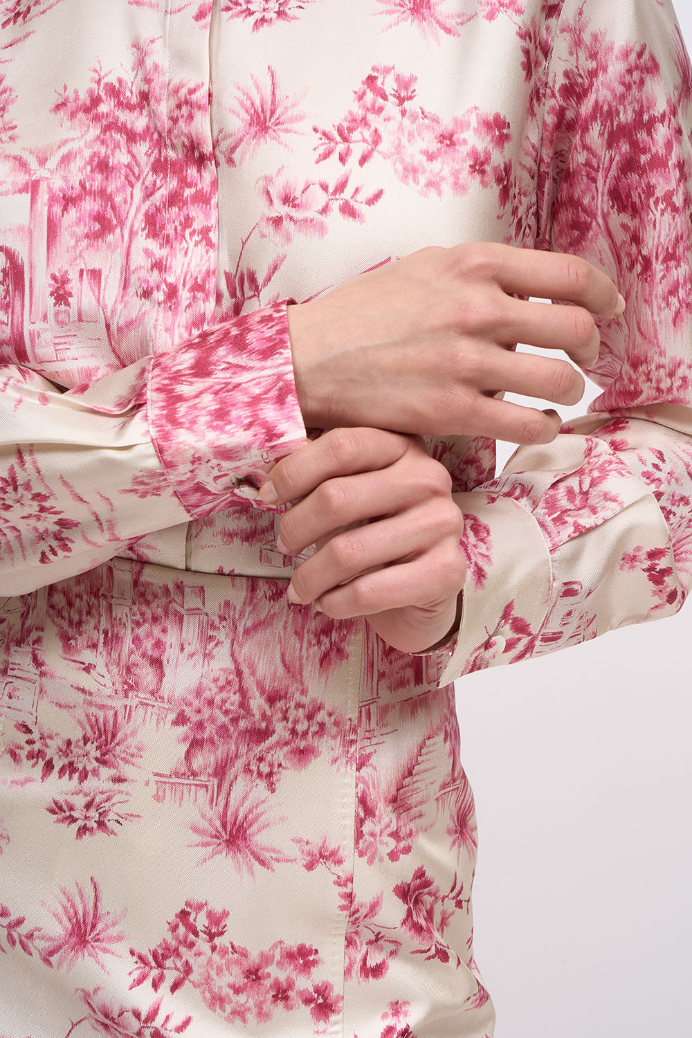 Paul & Joe Gardenia chemise soie rose toile de Jouy