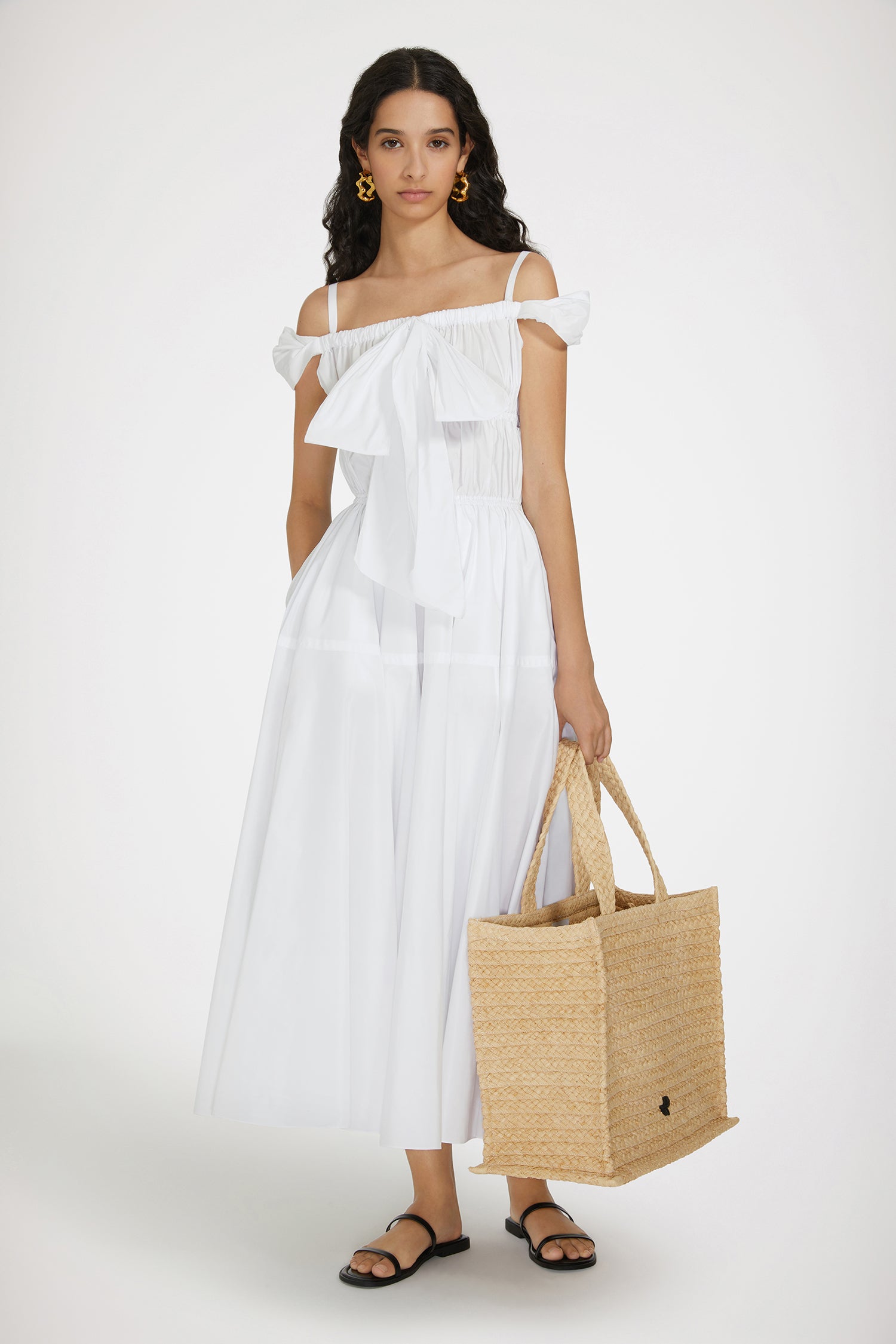 Patou P24DR133 robe midi blanche faille recyclée