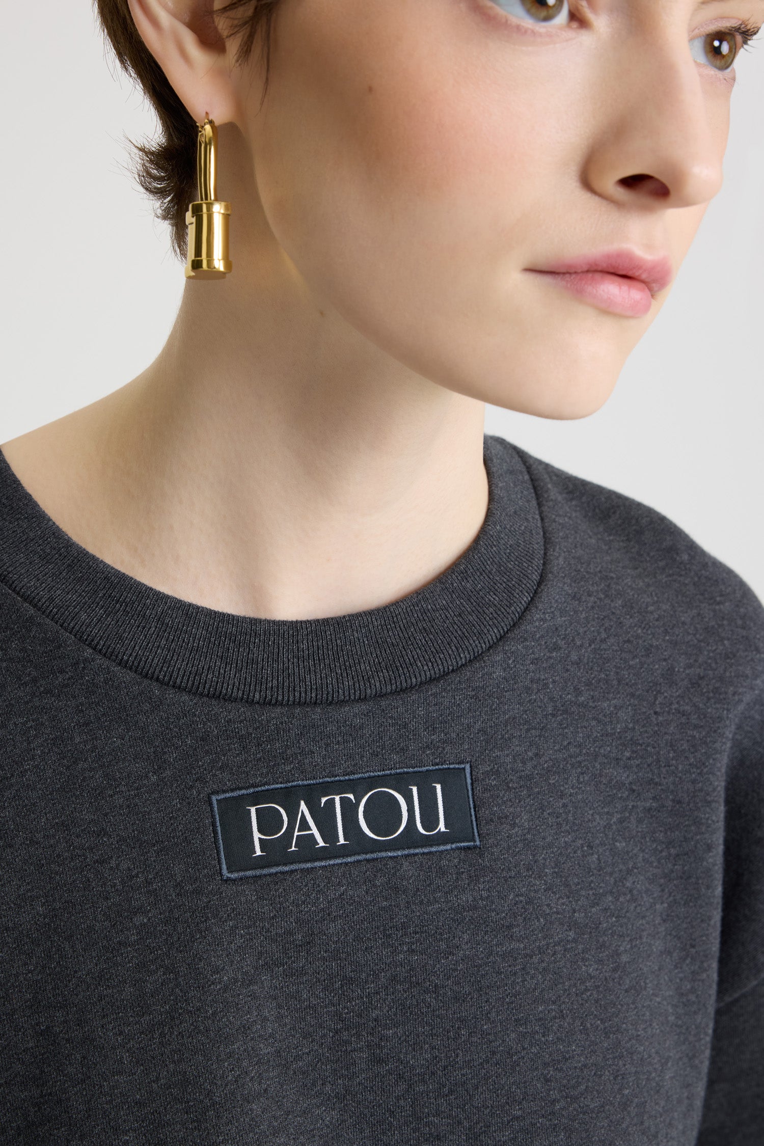 Patou H25JE200 sweat molleton coton bio gris Mercury