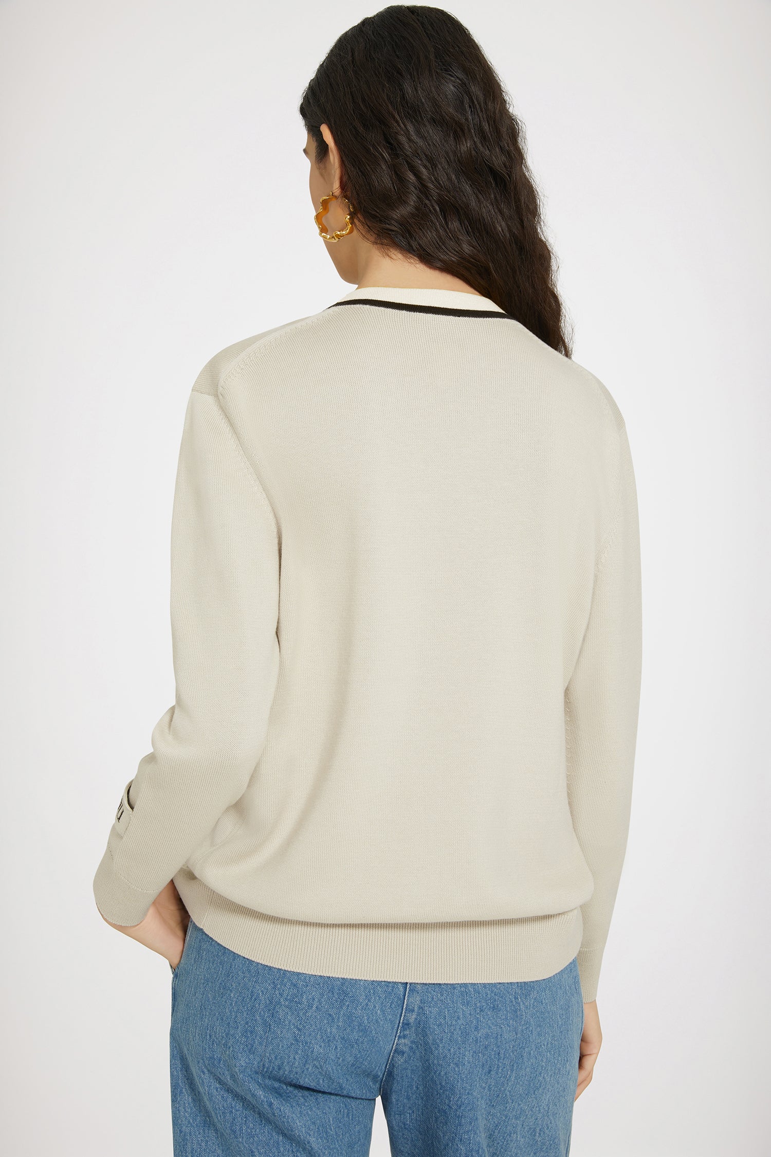 Patou P24KN1318067113B cardigan coton beige col