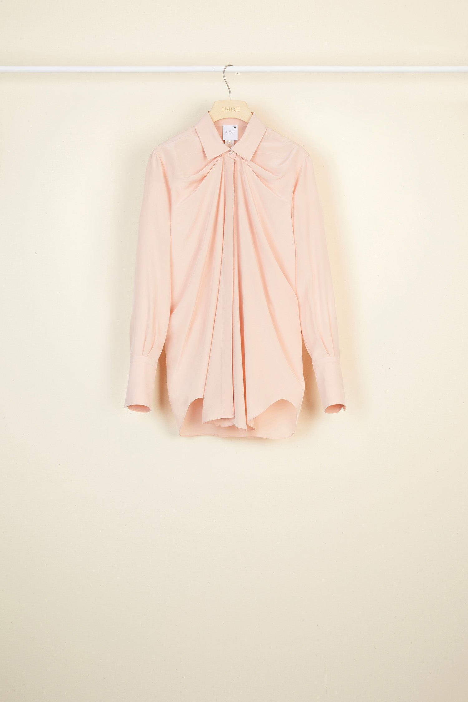 Patou blouse drapée soie Golden Beige 38 manches longues