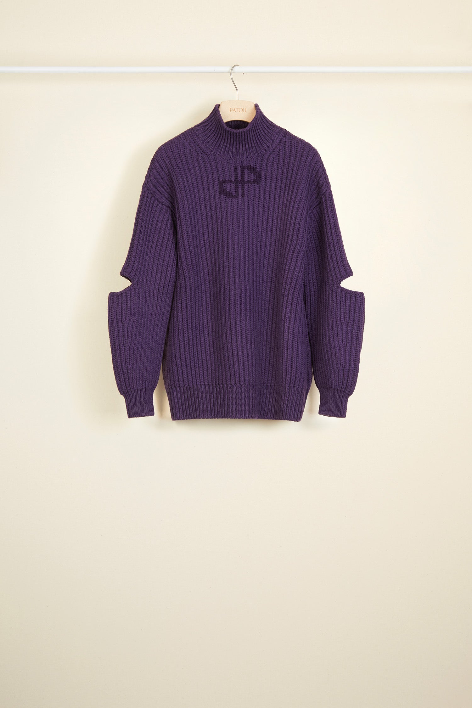 Patou Pull Mérinos Ajouré Noir Mûre XL