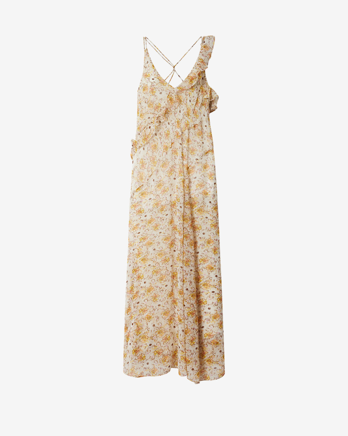 Isabel Marant Luxie robe longue jaune écru fleurie