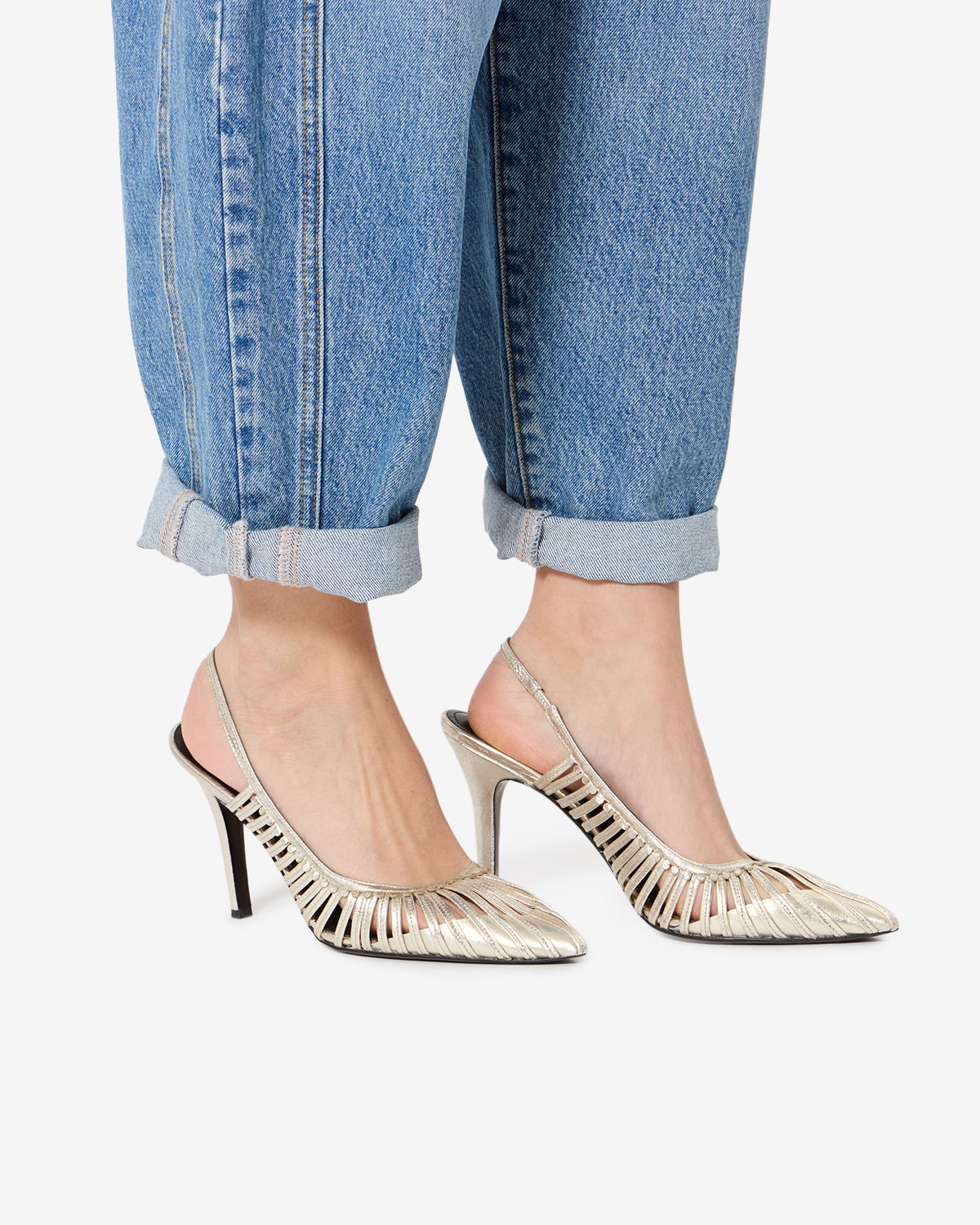 Isabel Marant Pysma escarpins clair doré cuir 9 cm