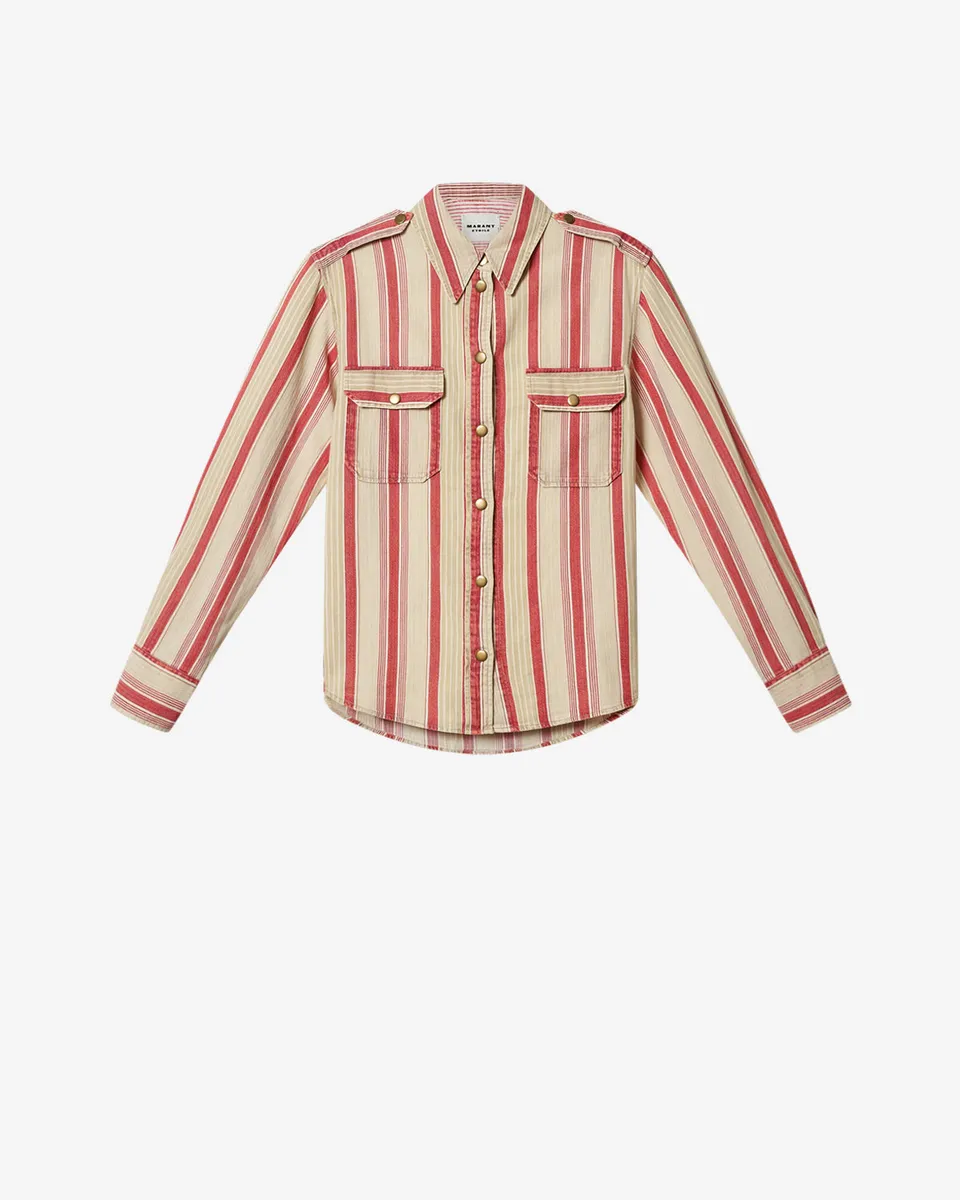 Isabel Marant Gelva CH0299FA chemise coton beige-rouge