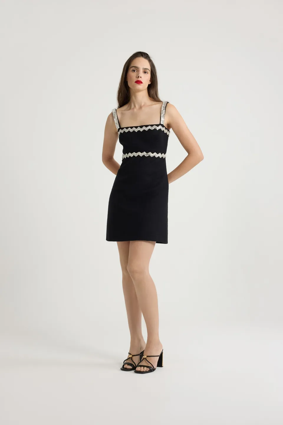 Patou Dresses robe tweed coton noir 34-44 mini