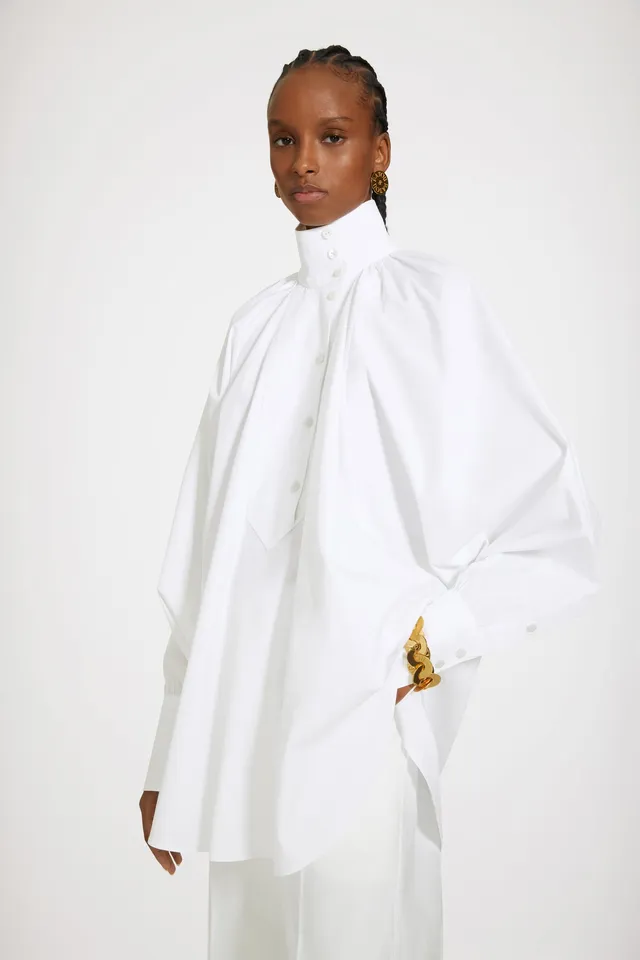 Patou High-neck blouse blouse coton blanc White 38