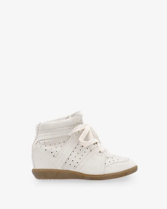 Isabel Marant Bobby baskets beige cuir compensées 5 cm