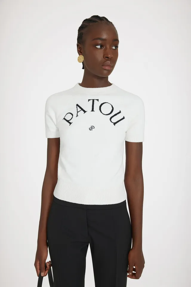 Patou KN156 top maille jacquard coton White blanc