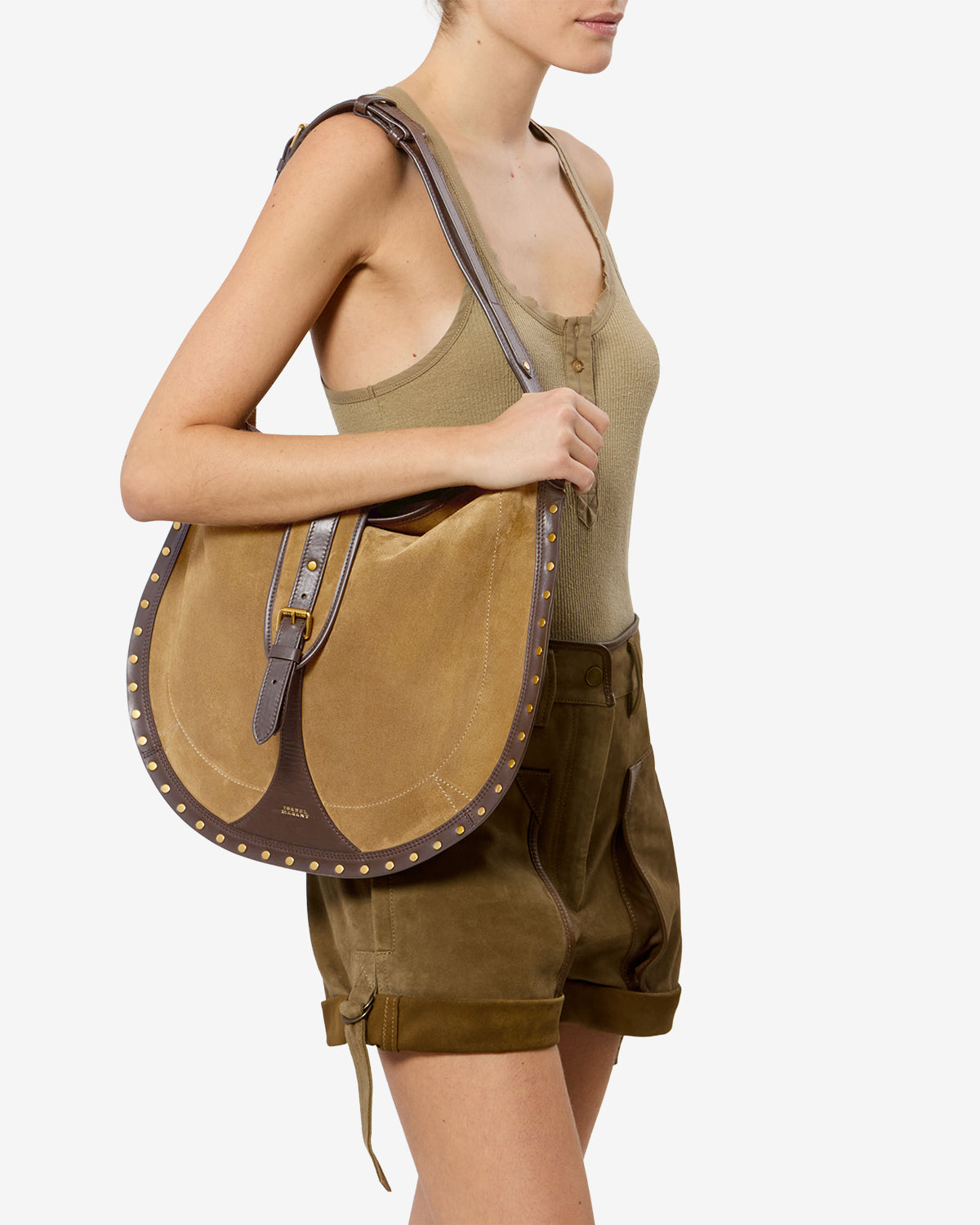 Isabel Marant Oskan Hobo Soft sac cuir taupe
