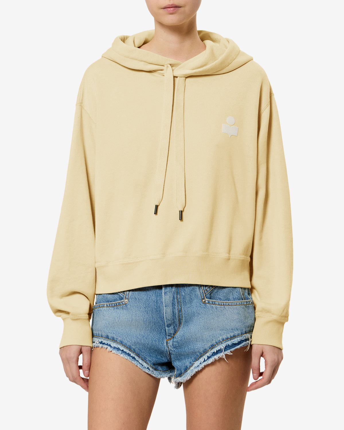 Isabel Marant Salmy SW0200FA sweat capuche jaune écru logo