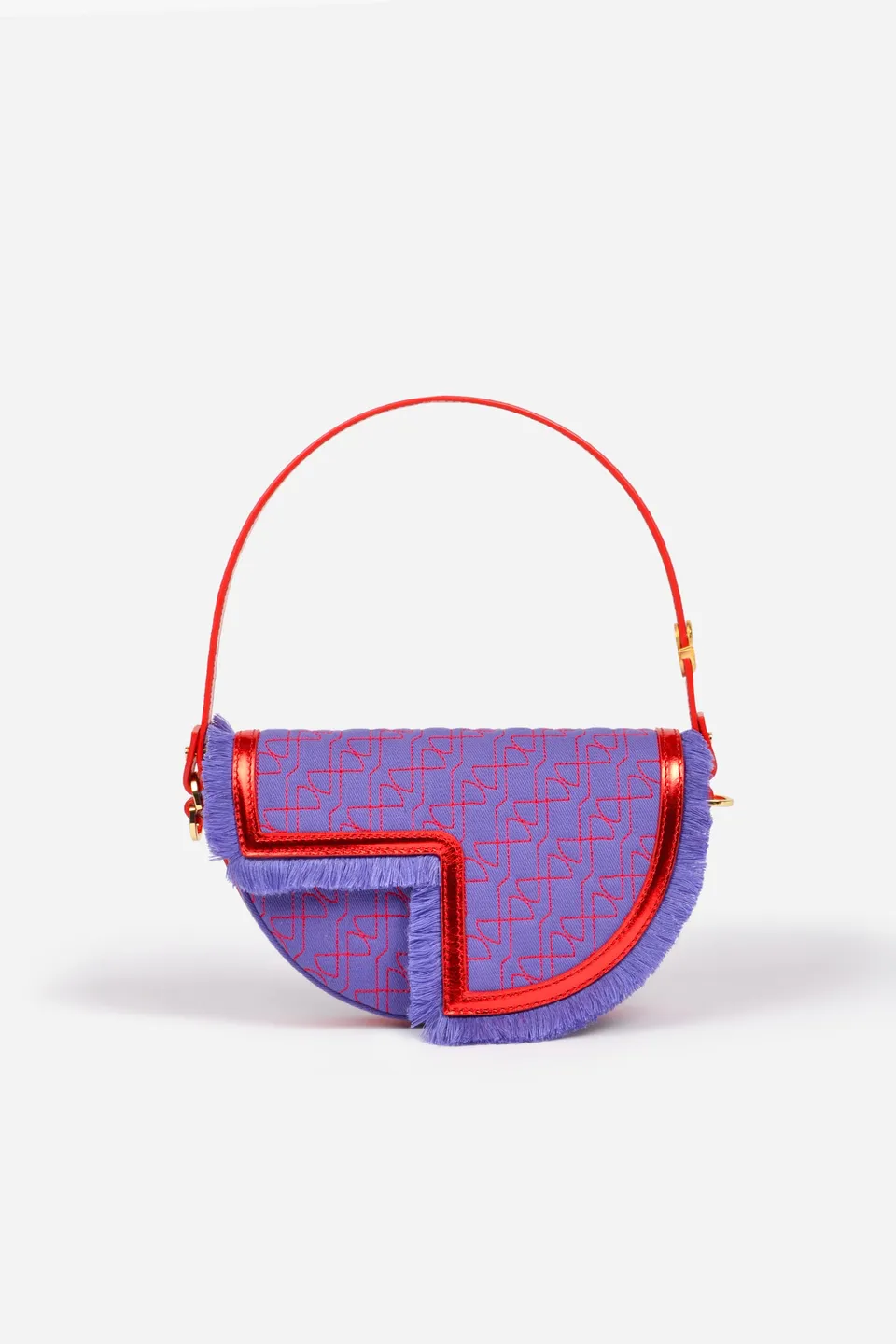 Patou Le Petit Patou BA007 sac denim violet cuir
