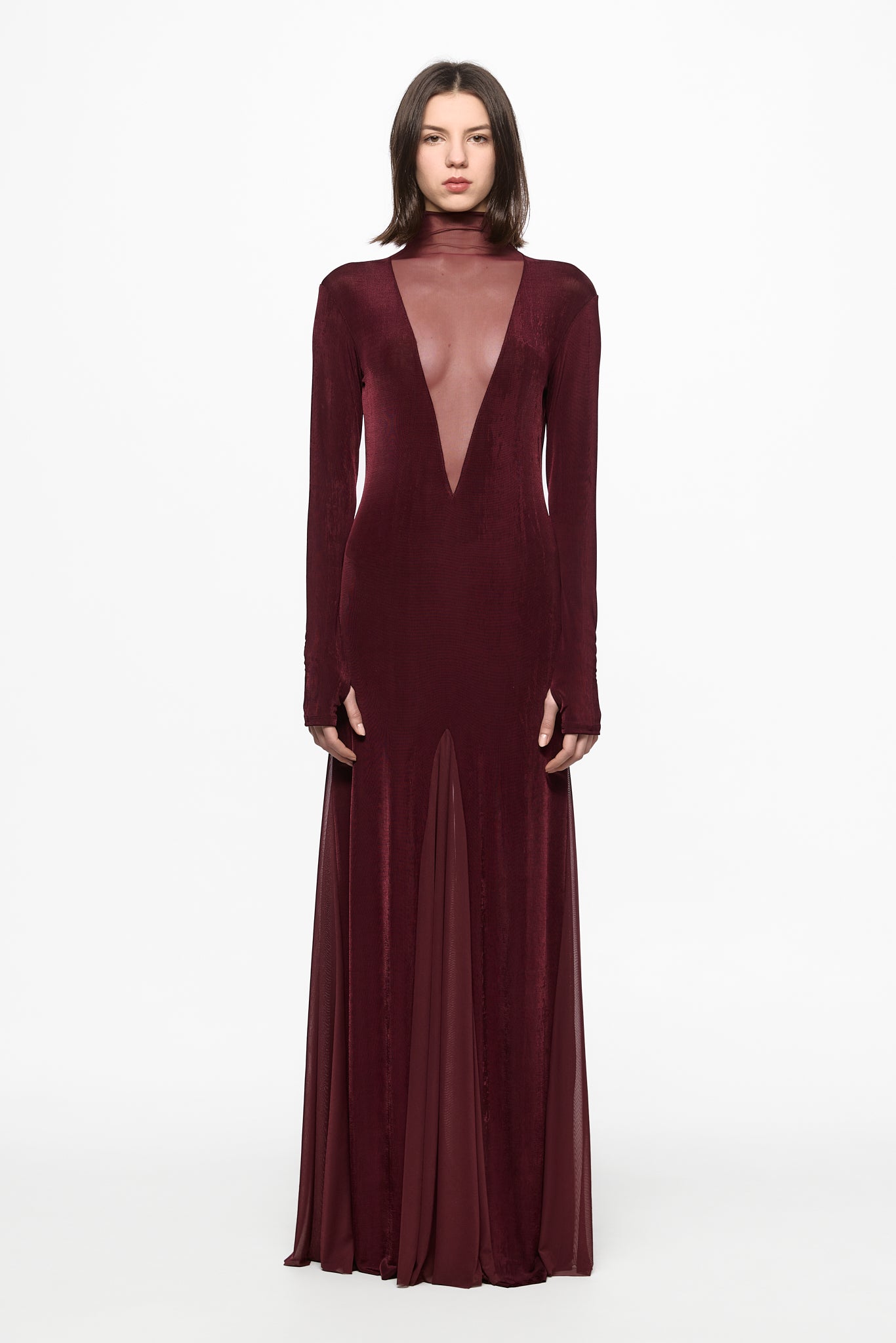 ATU Body Couture robe maxi bordeaux tulle S