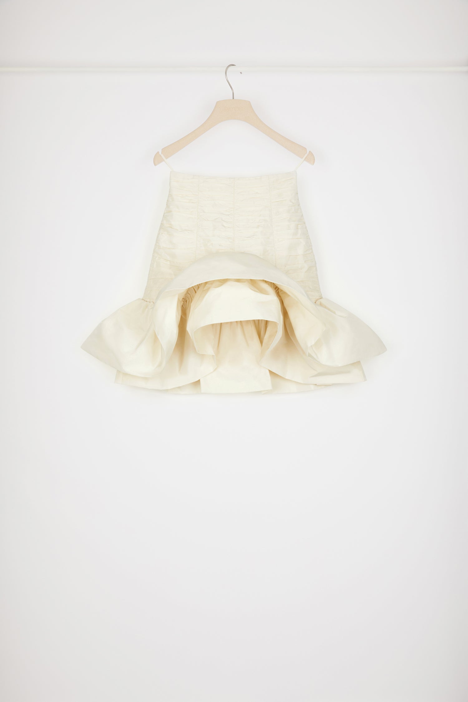 Patou SK041 mini jupe faille ivoire volants
