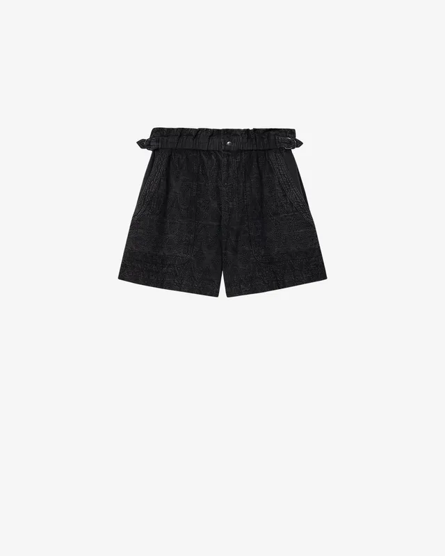 Isabel Marant Kisha short coton noir délavé broderie