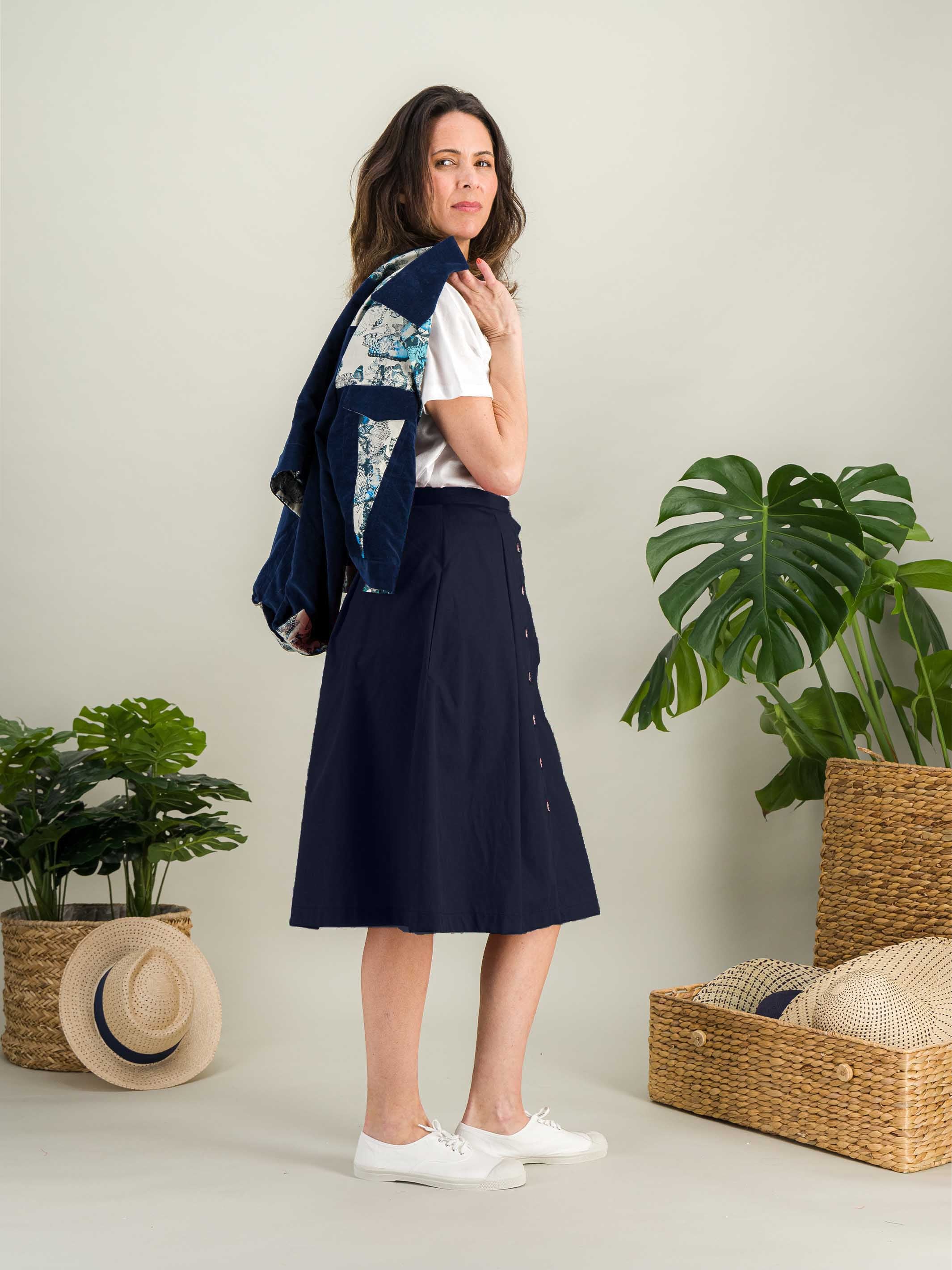 Anahide Saint André MORPHO veste velours papillons bleue