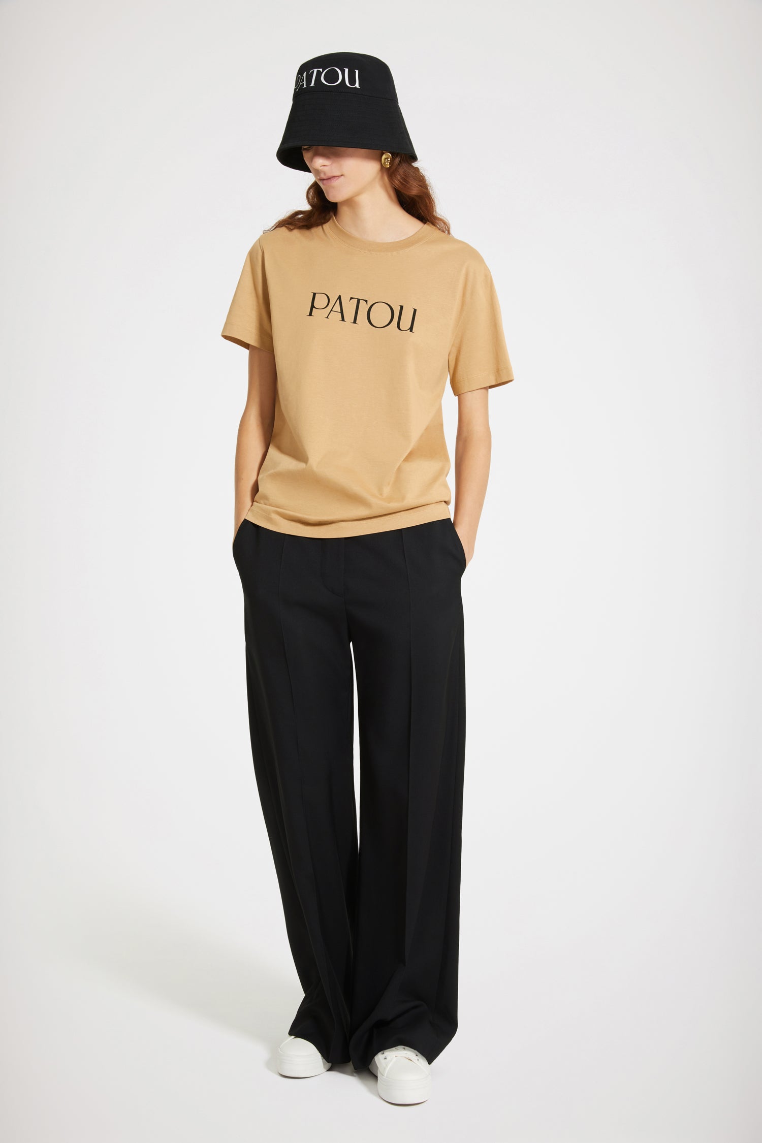 Patou JE029 logo t-shirt tee-shirt coton bio chestnut