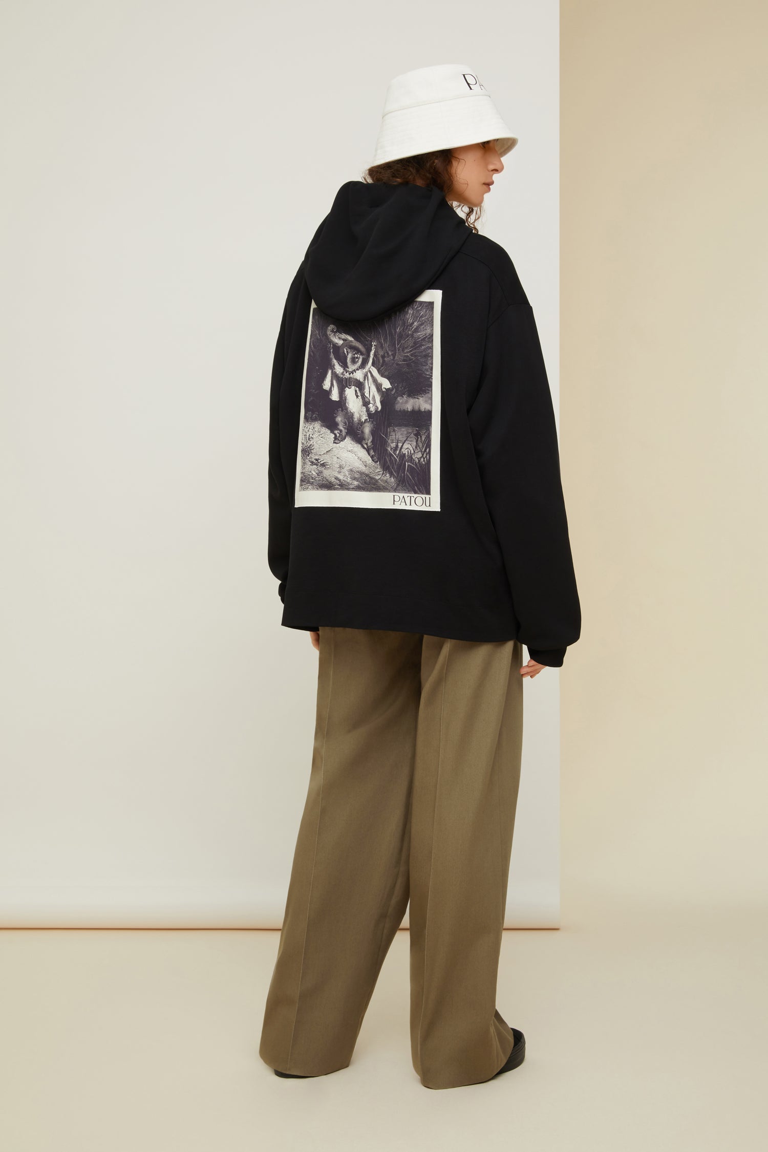 Patou JE037 hoodie coton bio noir grosgrain brodé