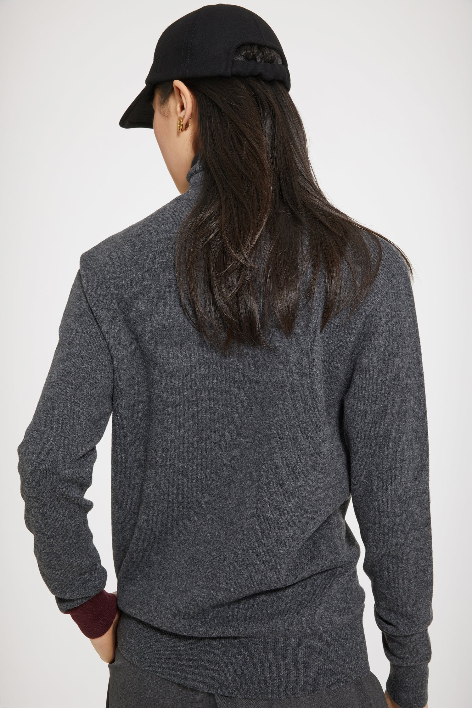 Patou Knitwear pull col roulé JP graphite laine cachemire