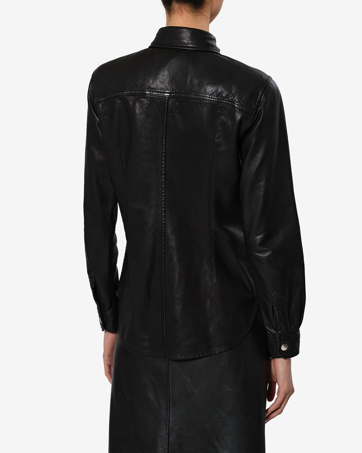 Isabel Marant Valdy chemise cuir noir agneau