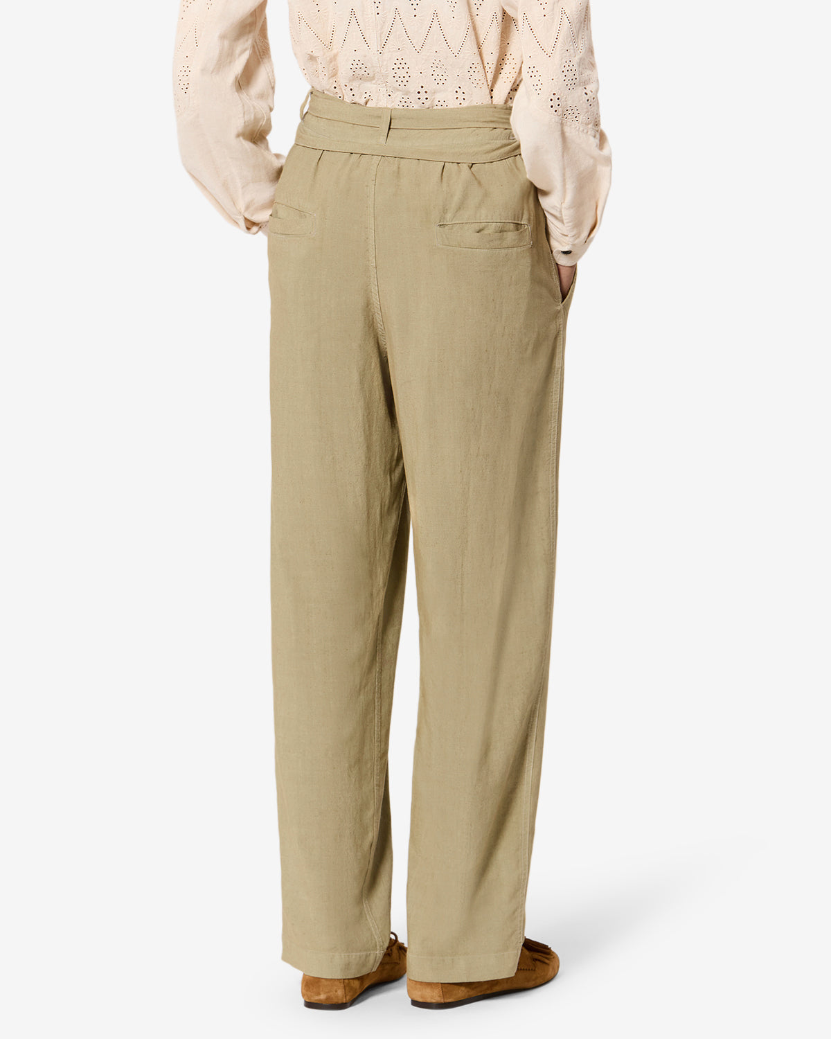 Isabel Marant Celia pantalon lin large bronze clair