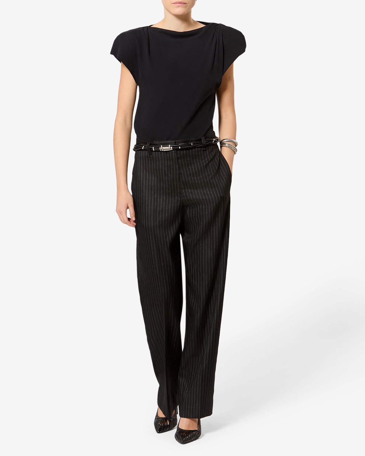 Isabel Marant Sebani t-shirt coton noir asymétrique