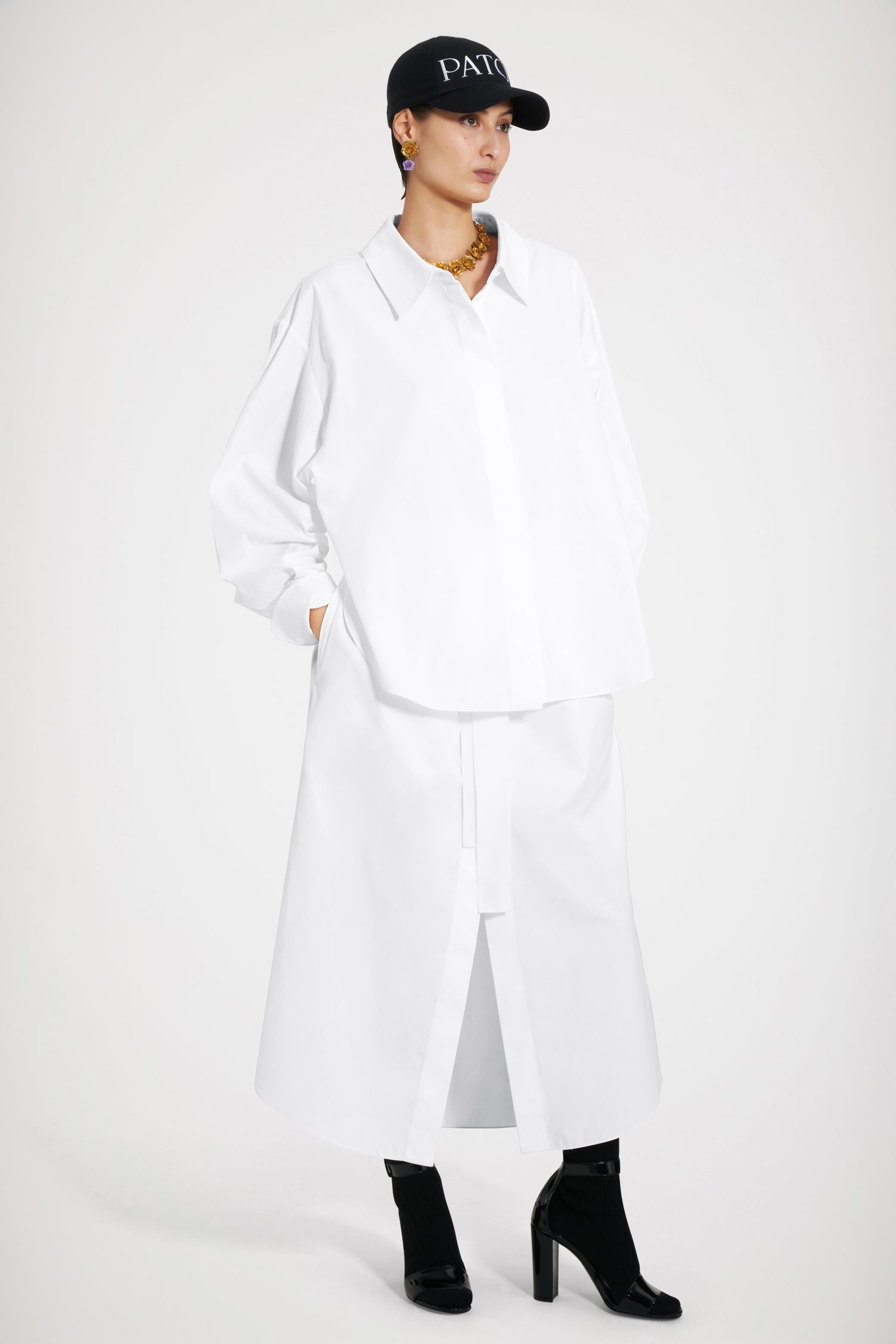 Patou H22DR097 robe maxi coton bio blanche 34-44