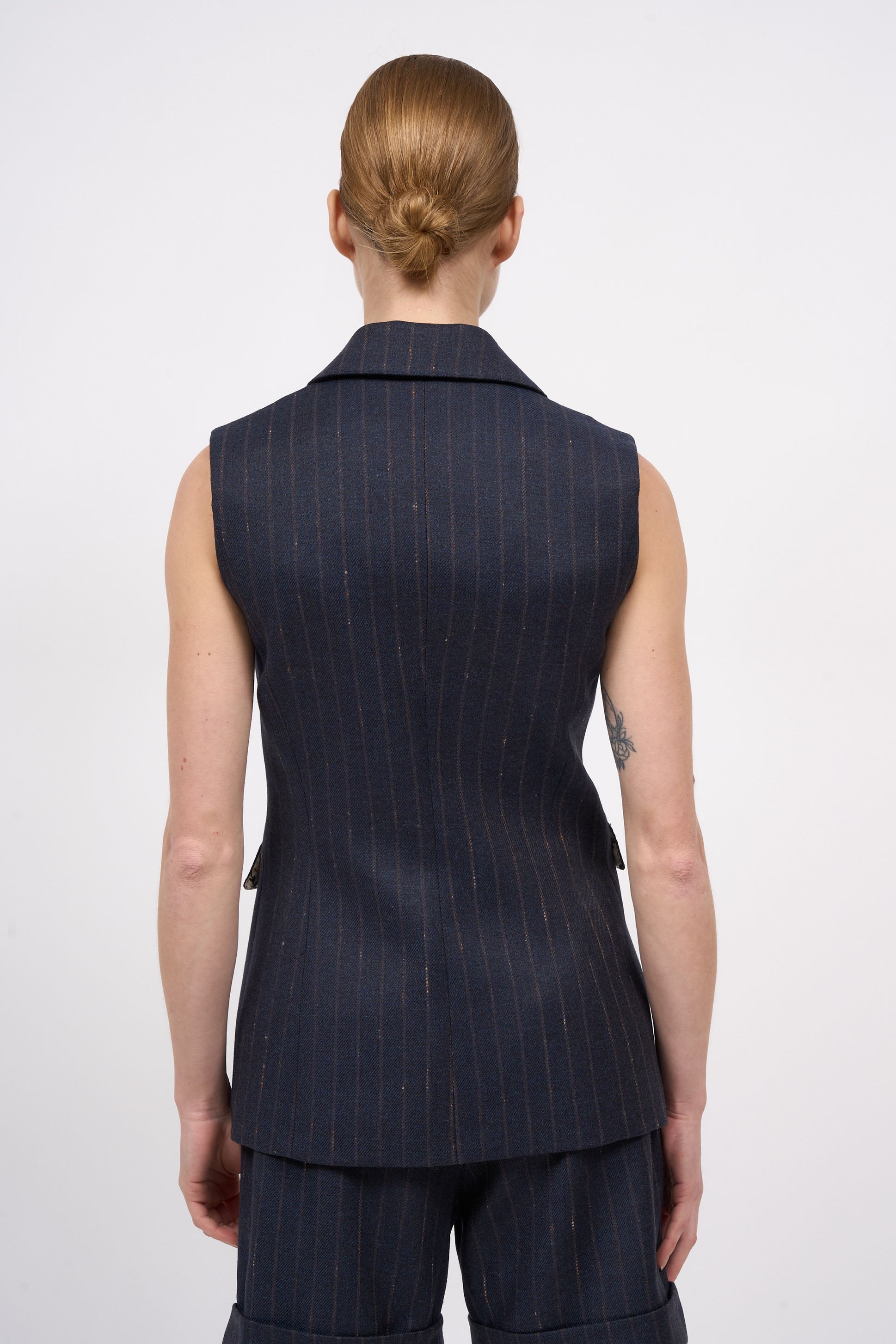 Paul & Joe Amy veste tailleur laine rayée navy mélange 36
