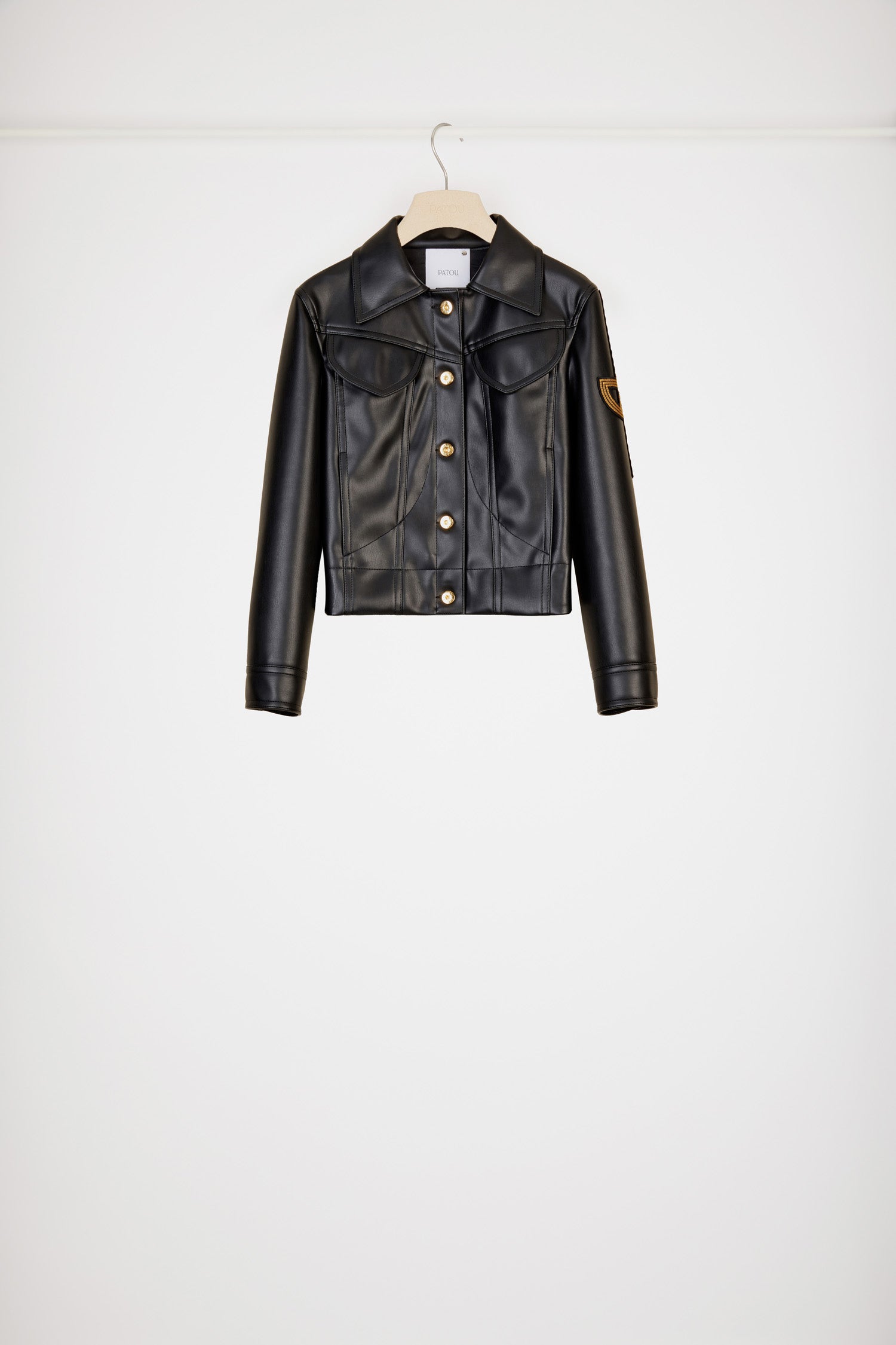 Patou veste faux cuir brodée logo noire 34-44