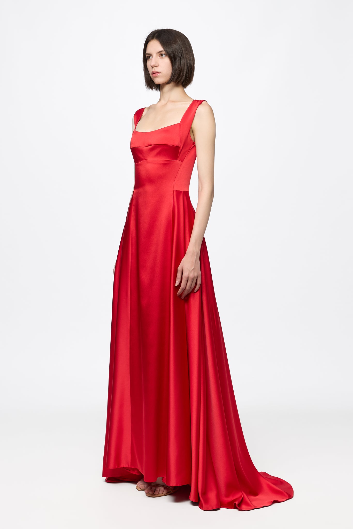 ATU Body Couture Red Satin robe longue corset rouge
