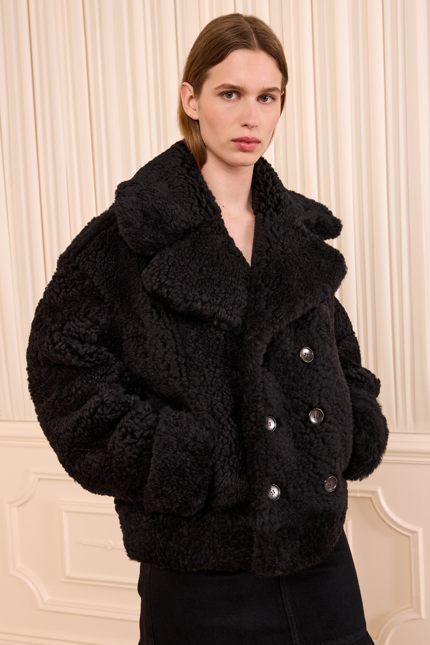 Ulla Johnson Manteau Nisha Noir réversible shearling