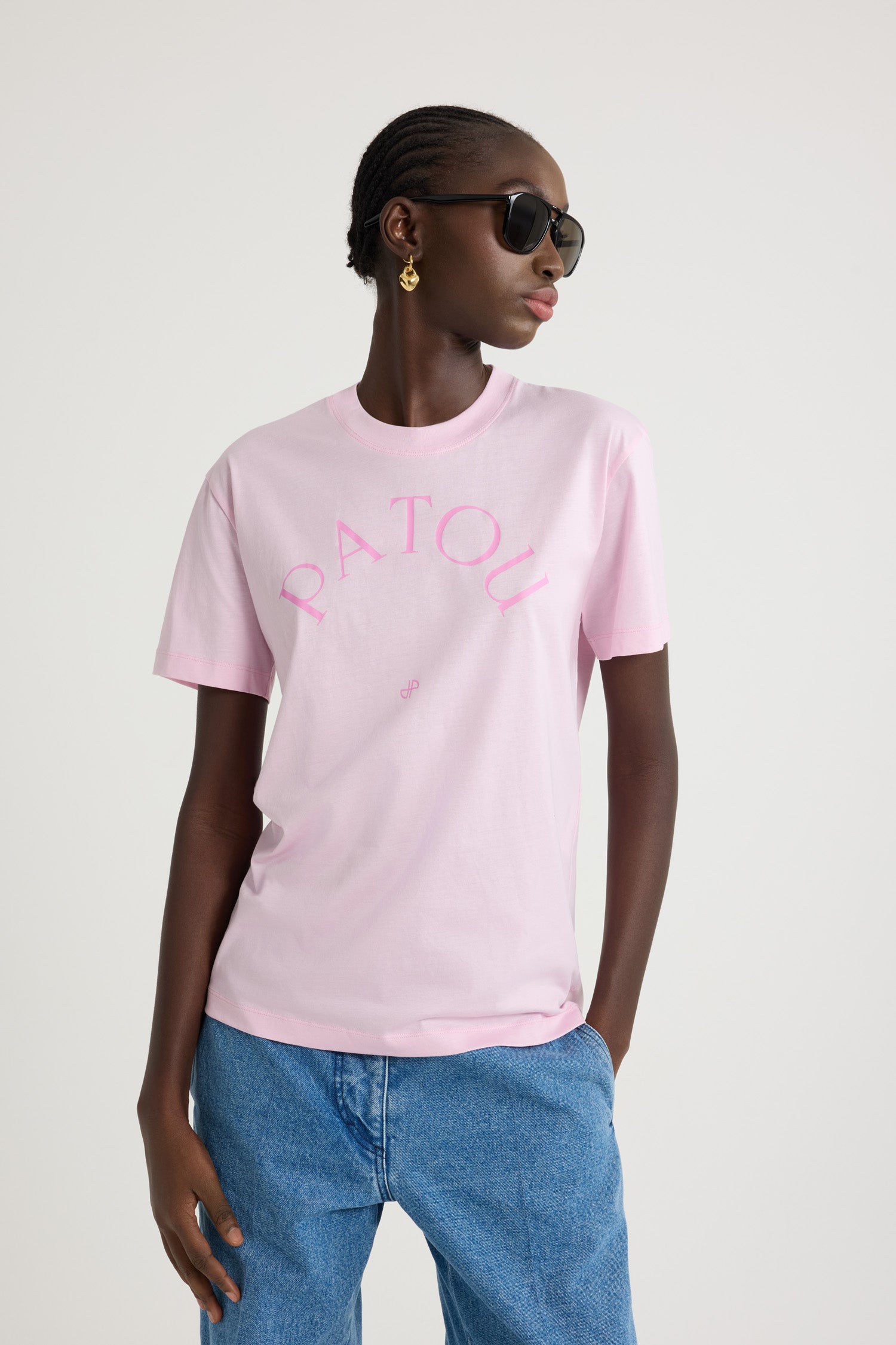 Patou JE136 t-shirt coton bio rose primrose XS-XL logo