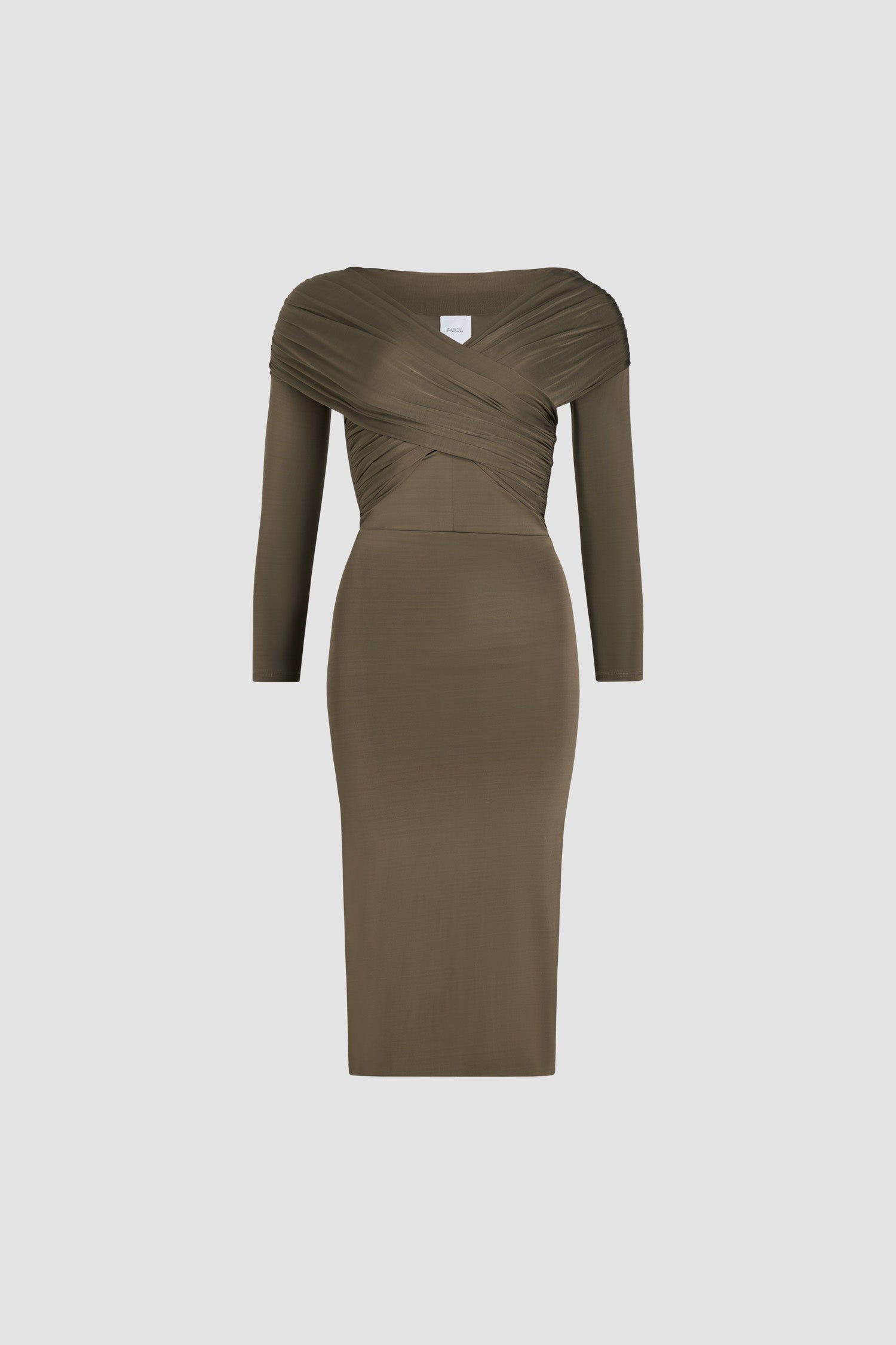 Patou P25JE1459973809B Robe jersey mocha cache-cœur ajustée