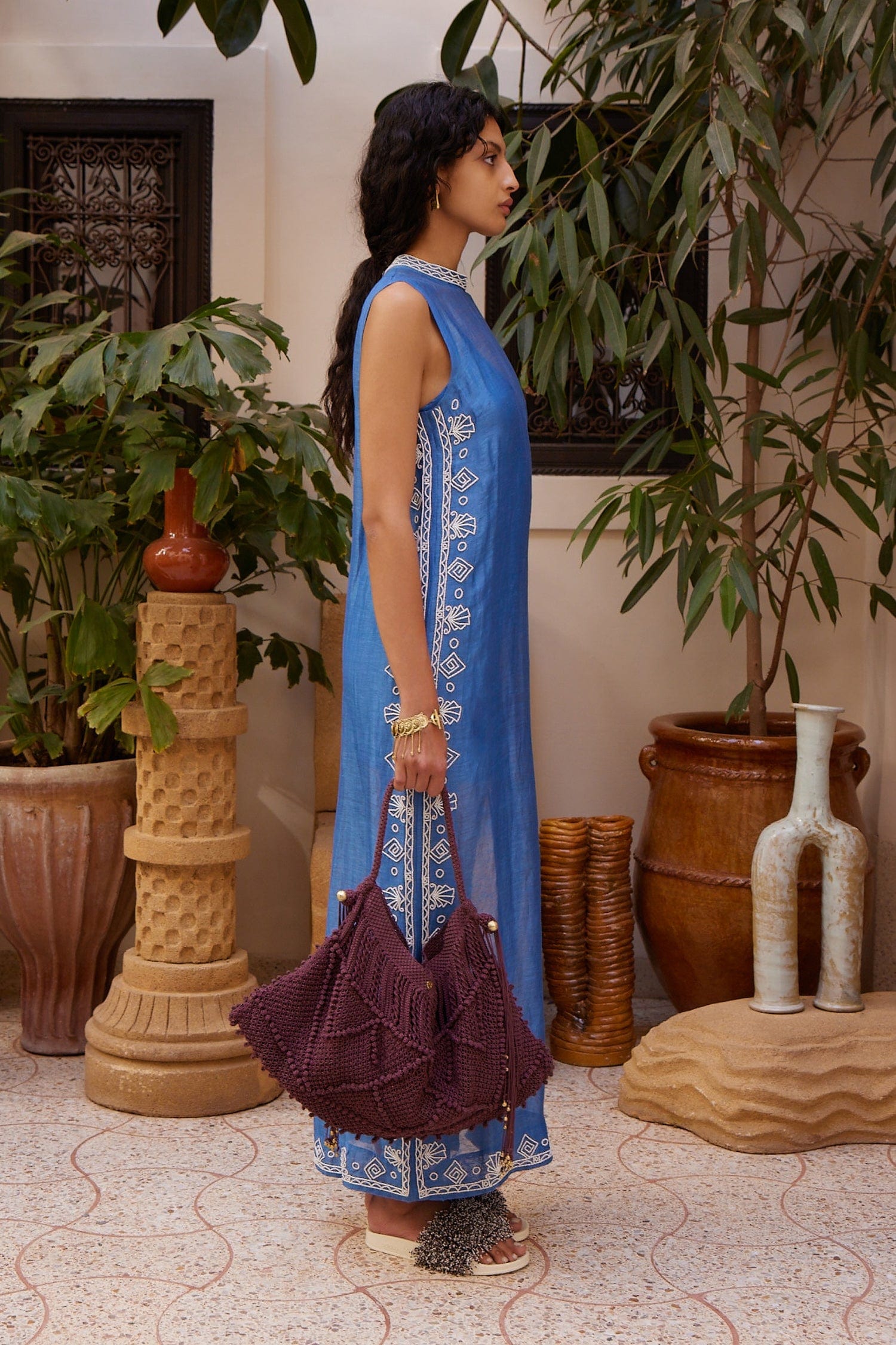 Alemais Yasmeen Embellished Midi Dress robe perles