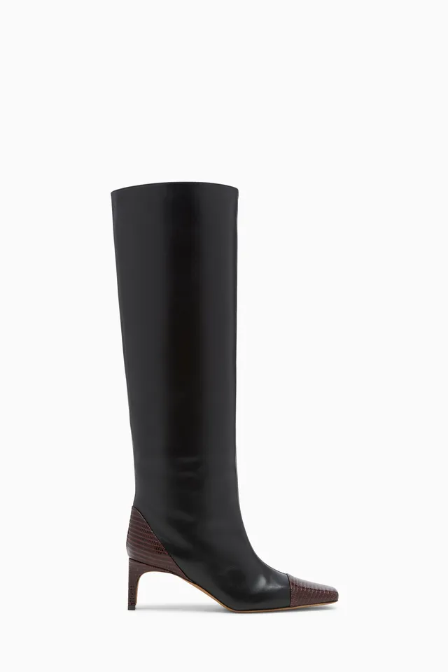 Ulla Johnson Carlyle Bottes Hautes Cuir Noir Lézard