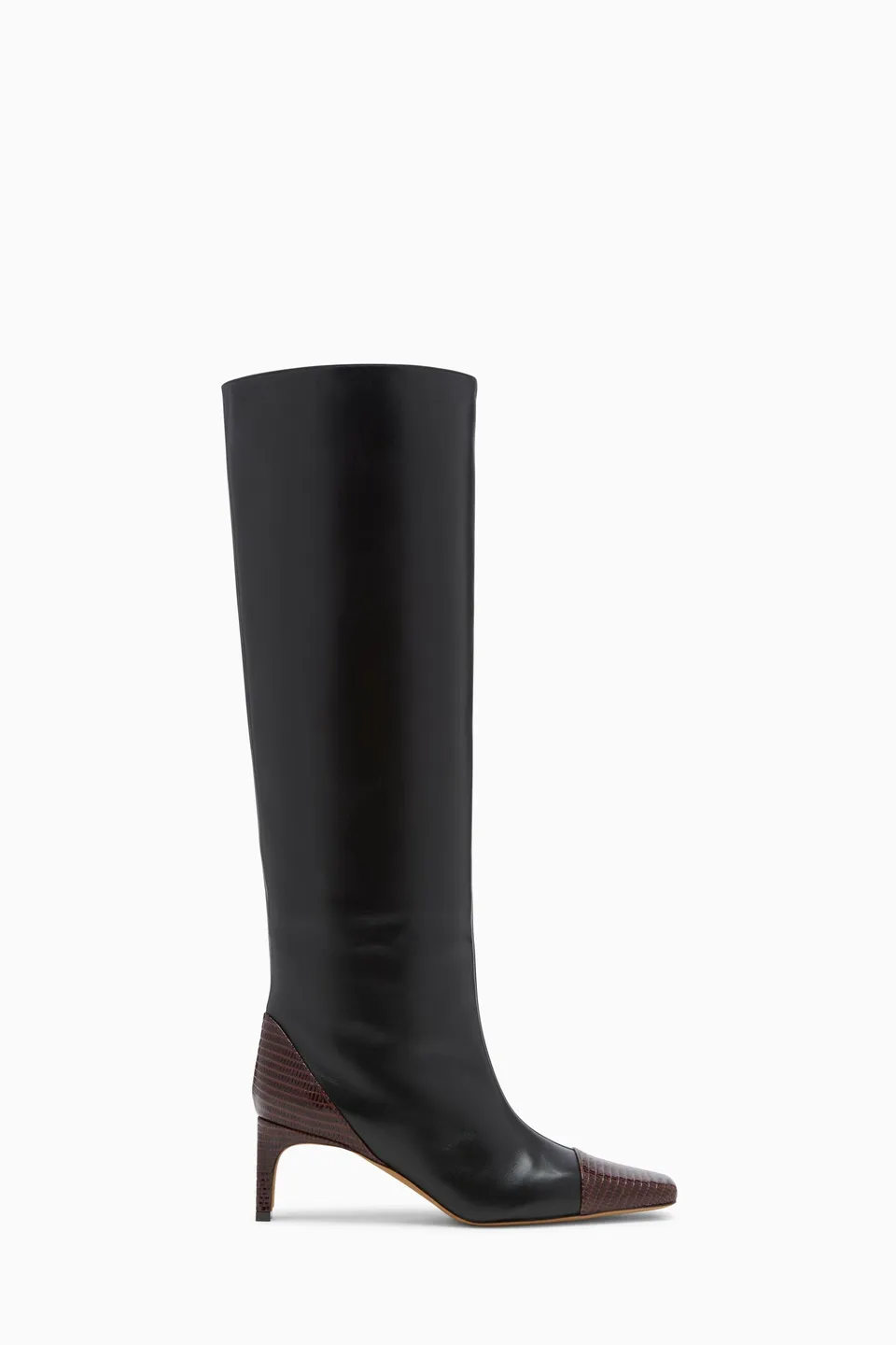 Ulla Johnson Carlyle Bottes Hautes Cuir Noir Lézard