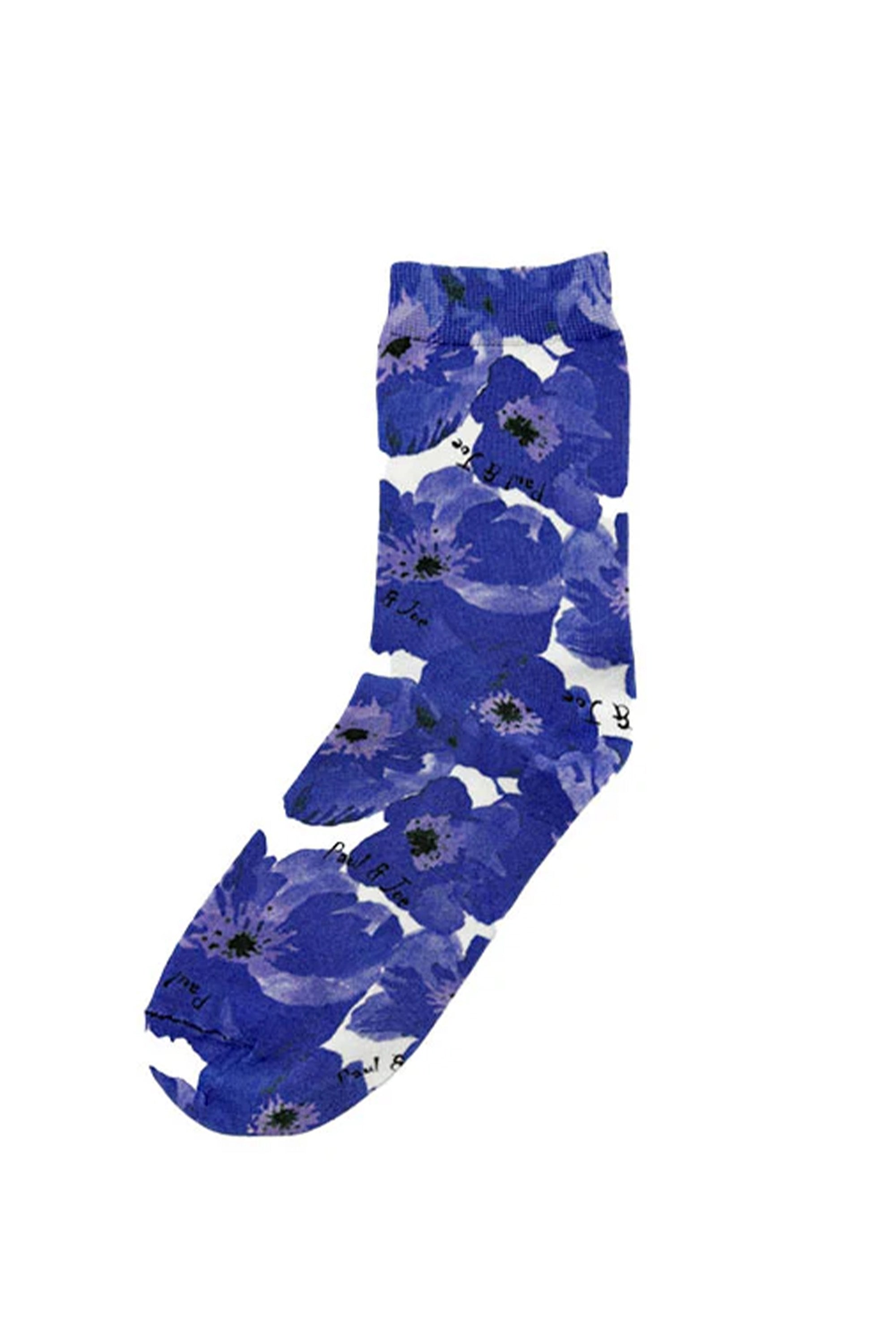 Paul & Joe Big Poppy chaussettes coton coquelicots bleu