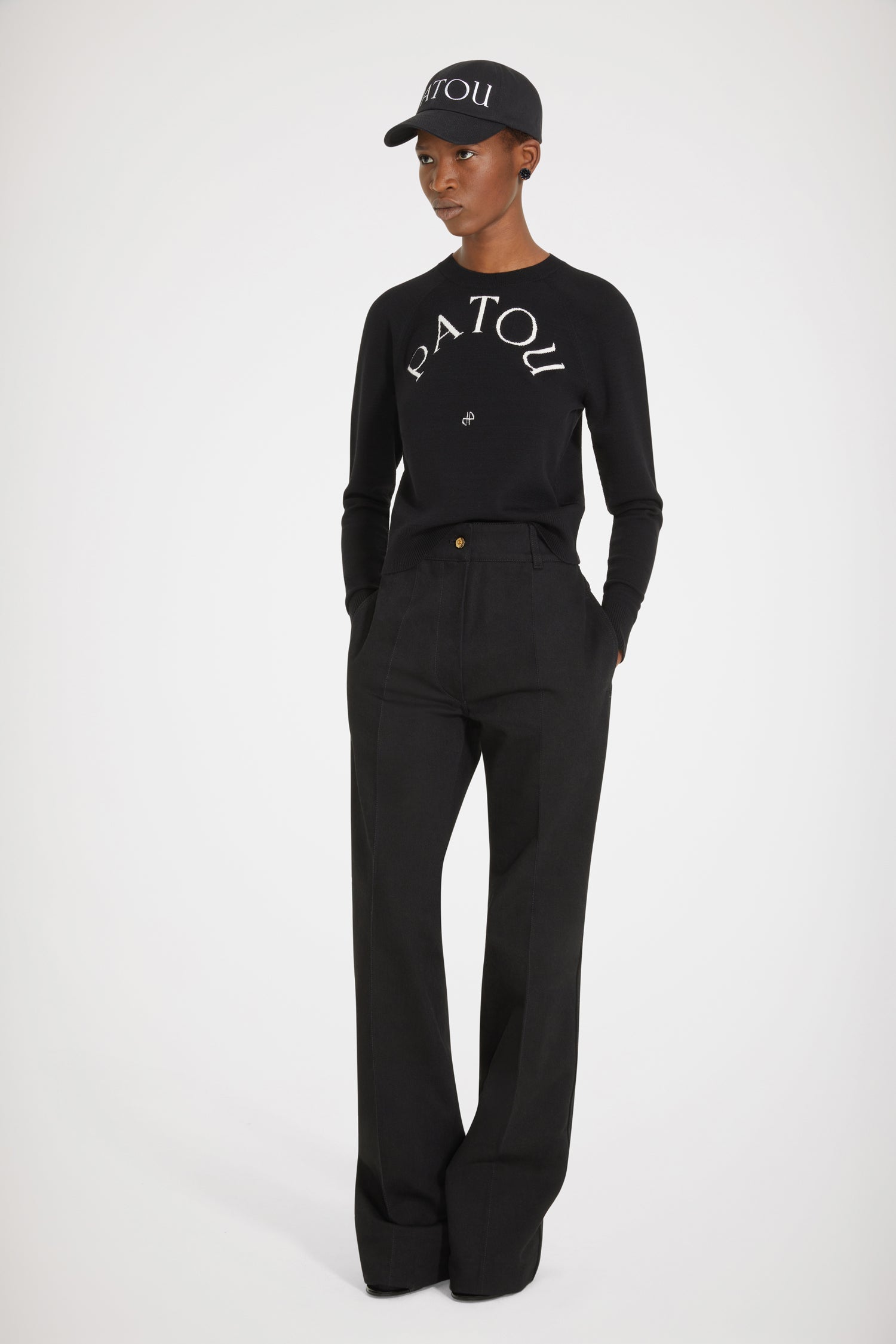 Patou Denim H22TR026 pantalon évasé noir en denim bio