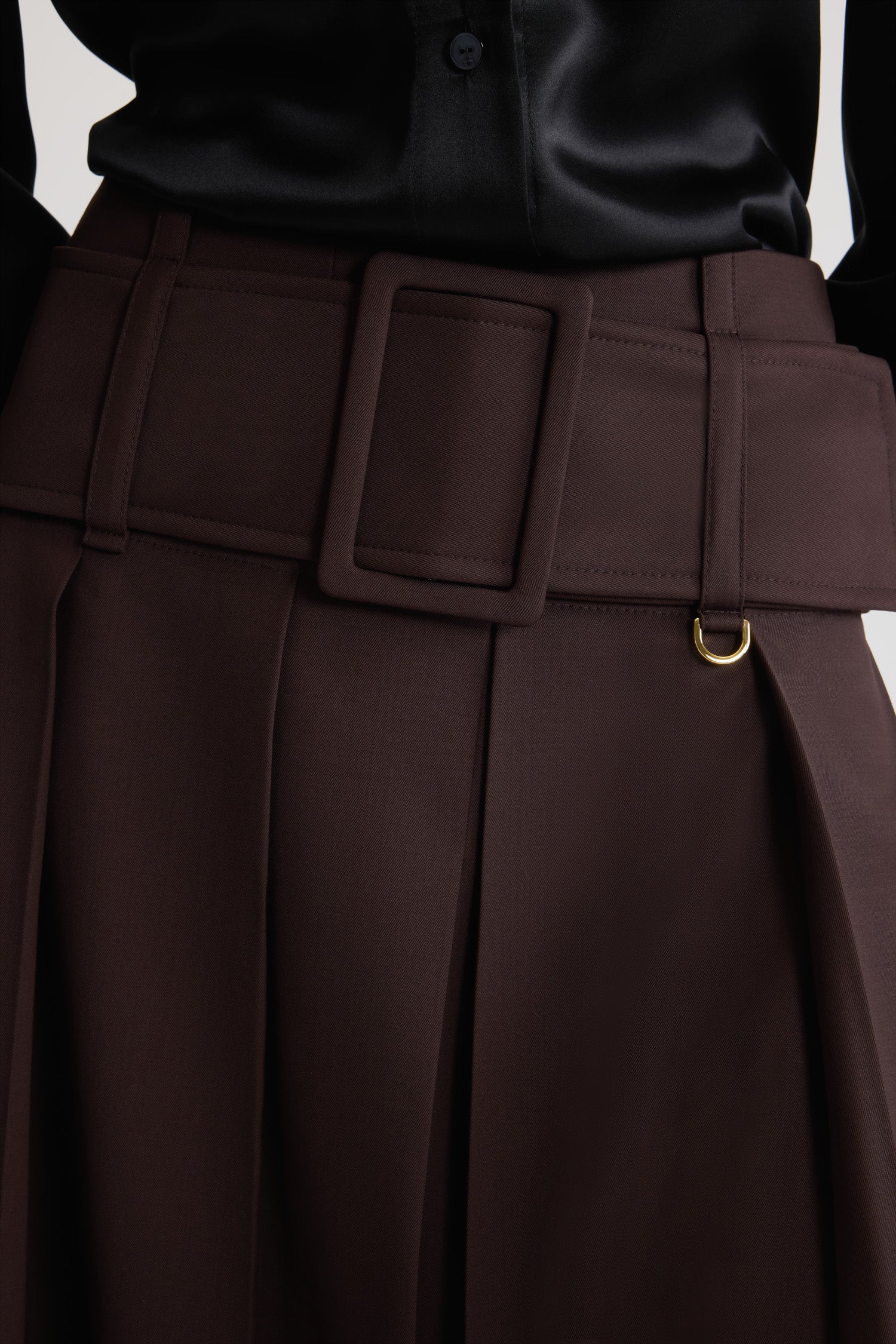 Patou jupe midi ceinturée laine technique ebony 34-44