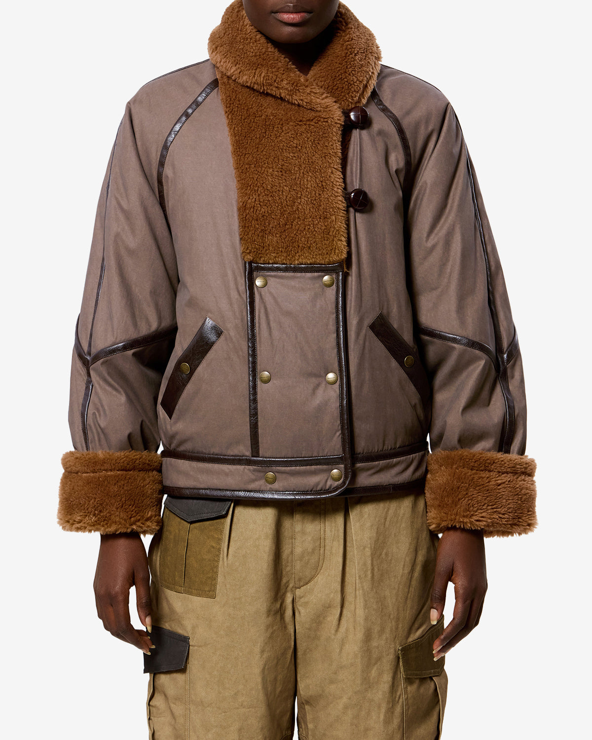 Isabel Marant Olinka veste parka marron coton ouatinée