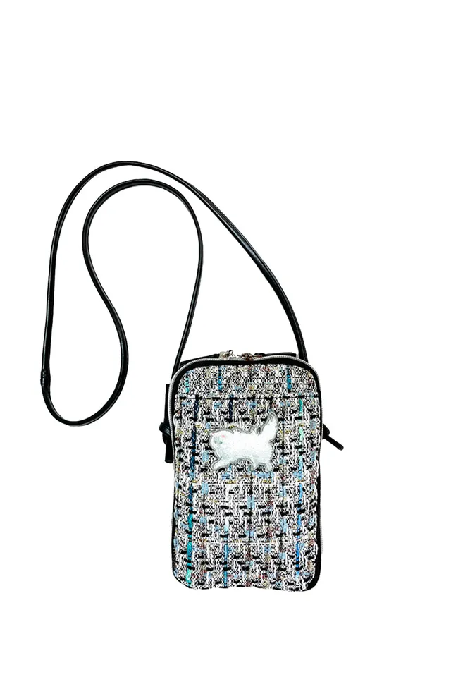 Paul & Joe Pochette bandoulière tweed téléphone