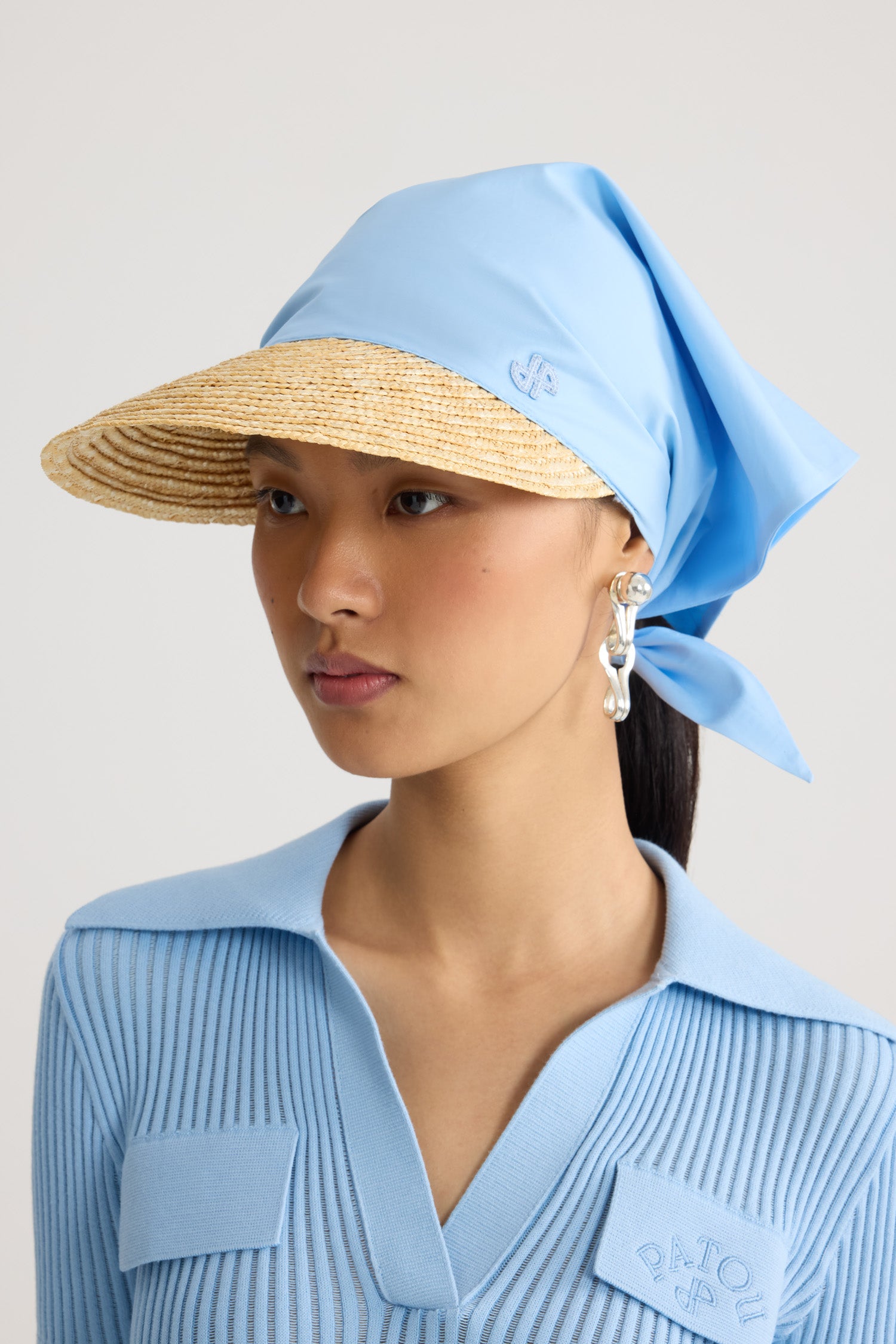 Patou AC141 casquette coton Riviera Blue TU foulard brodé