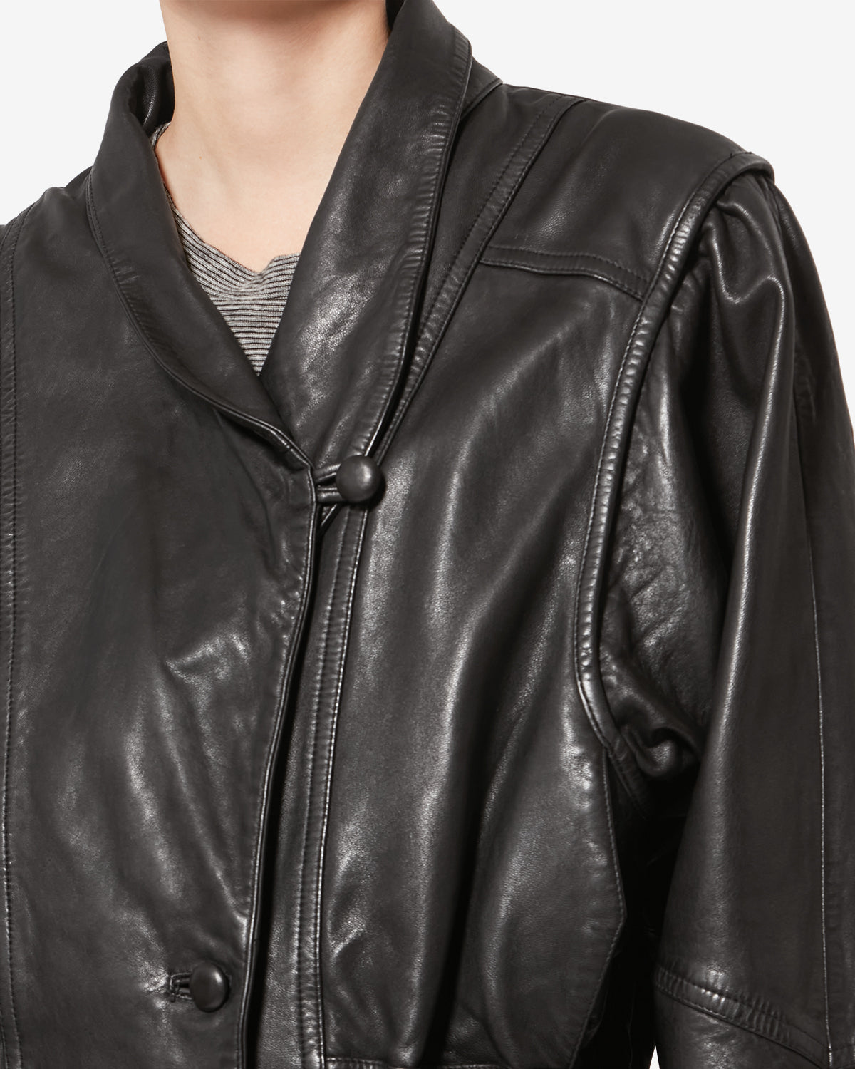 Isabel Marant Tressy veste cuir noir agneau