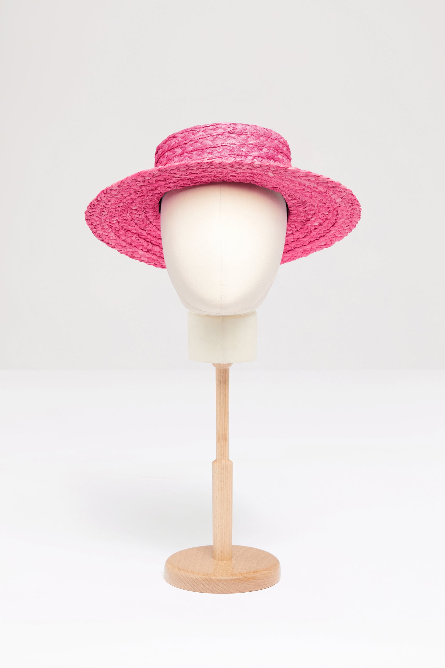 Patou canotier raphia nœud faille rose Bégonia TU