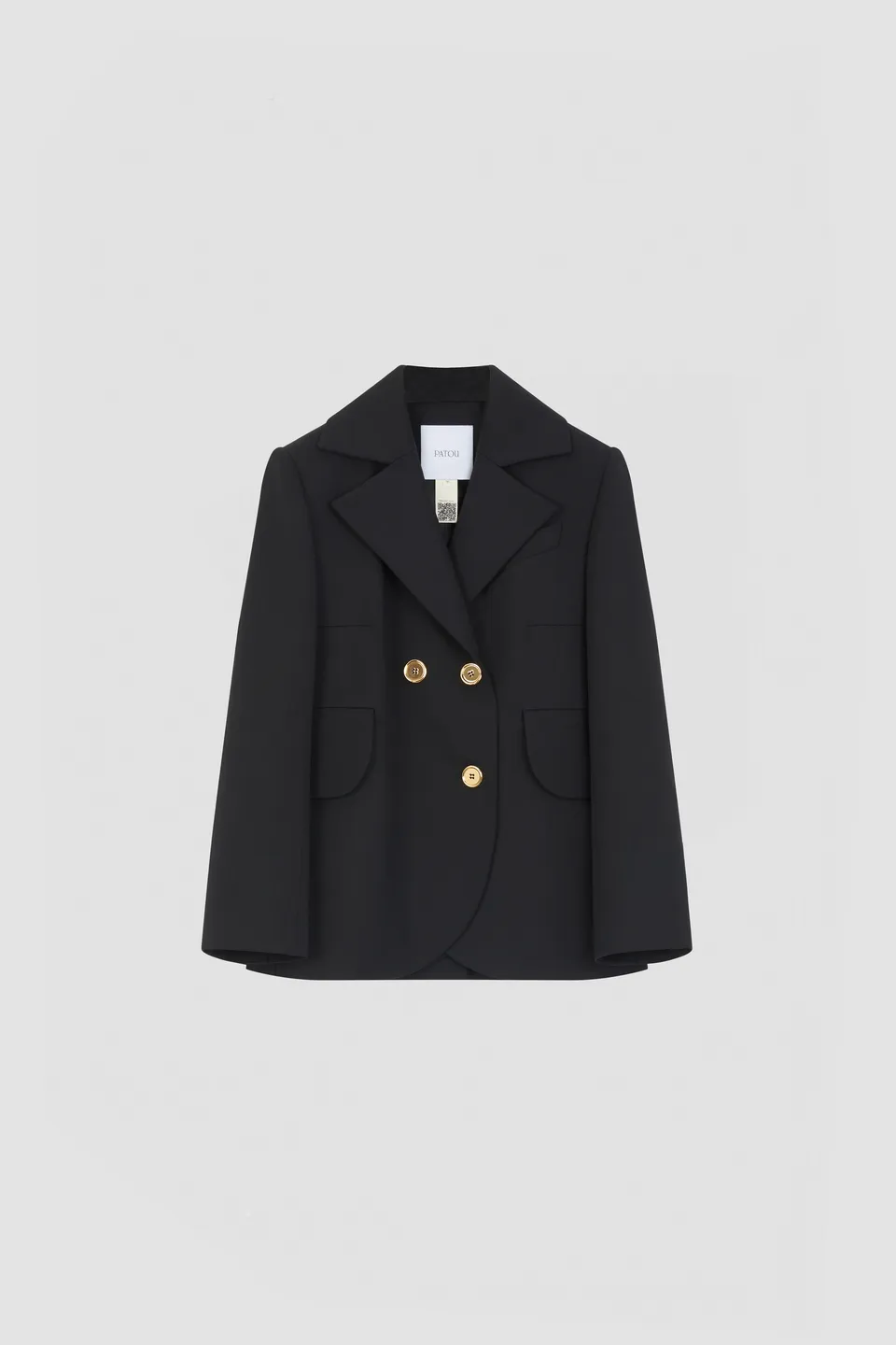 Patou JA035 veste tailleur laine noire ceinturée