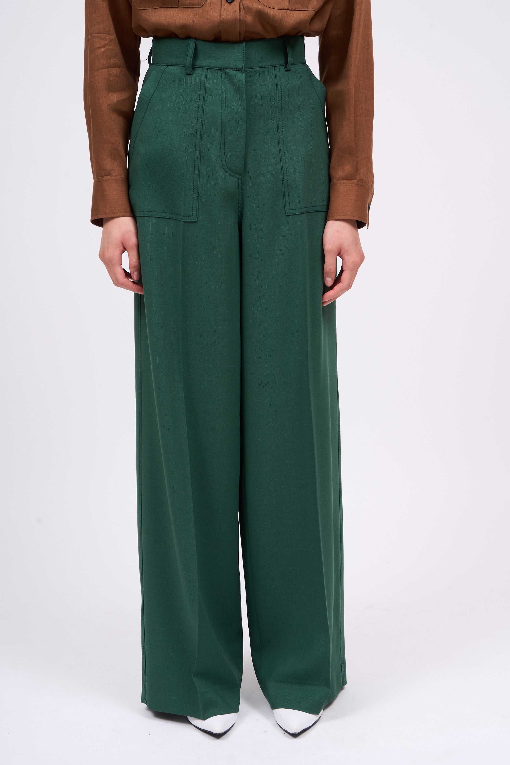 Paul & Joe Tailoring Pantalon CHOISY large laine soie beige 36