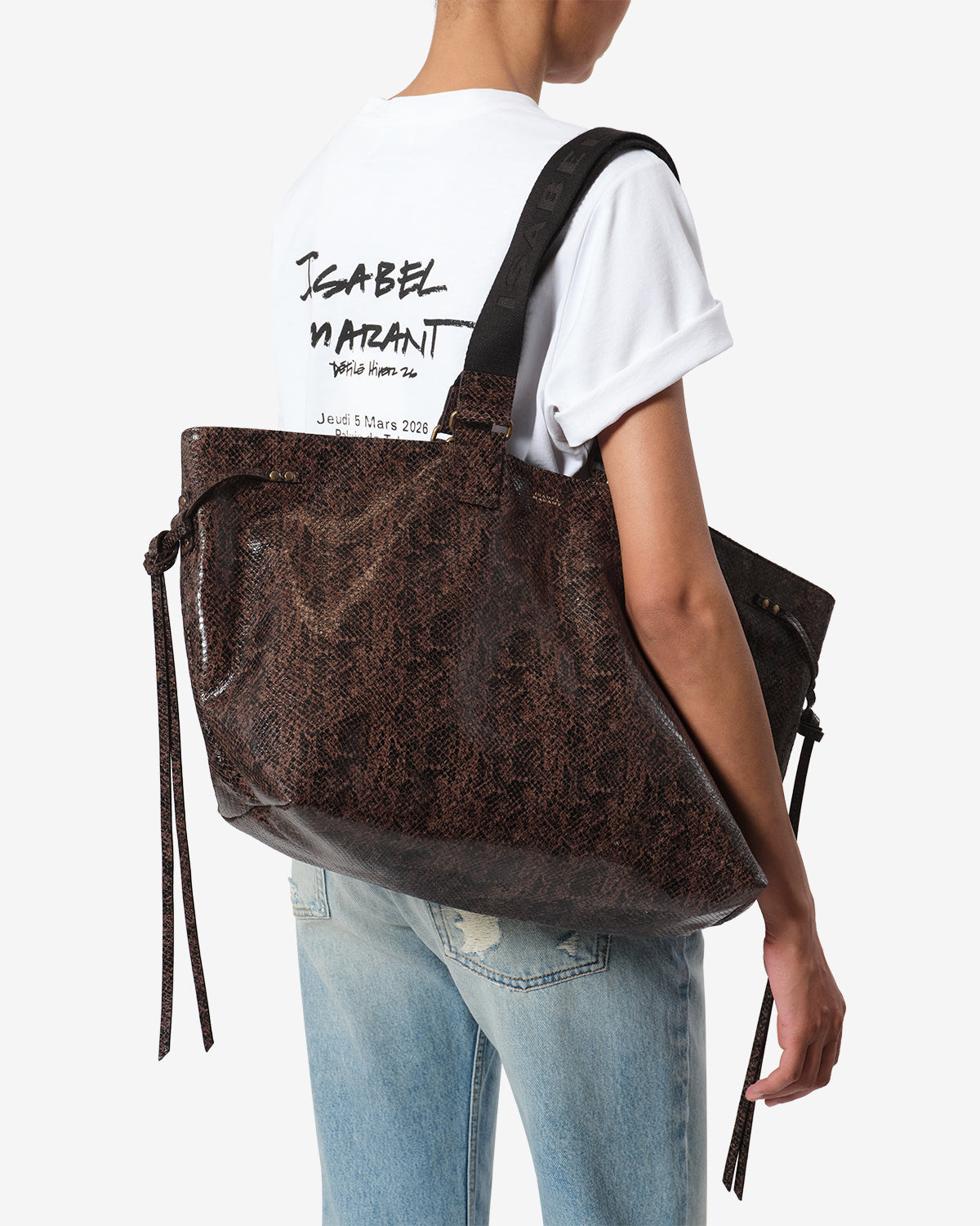 Isabel Marant Wardy sac cuir python mocha 37 cm