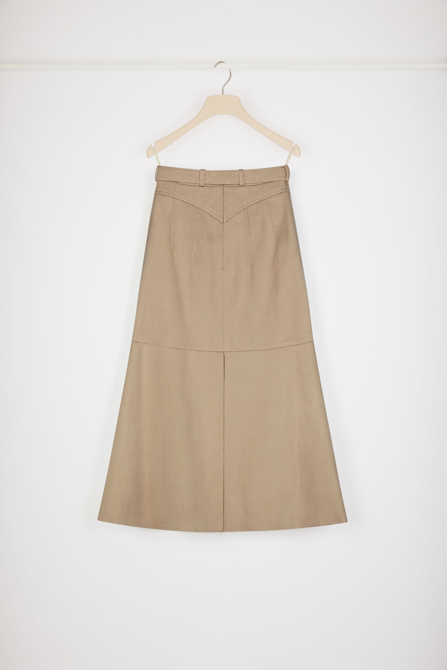 Patou SK035 jupe midi parchemin coton bio poches ceinture
