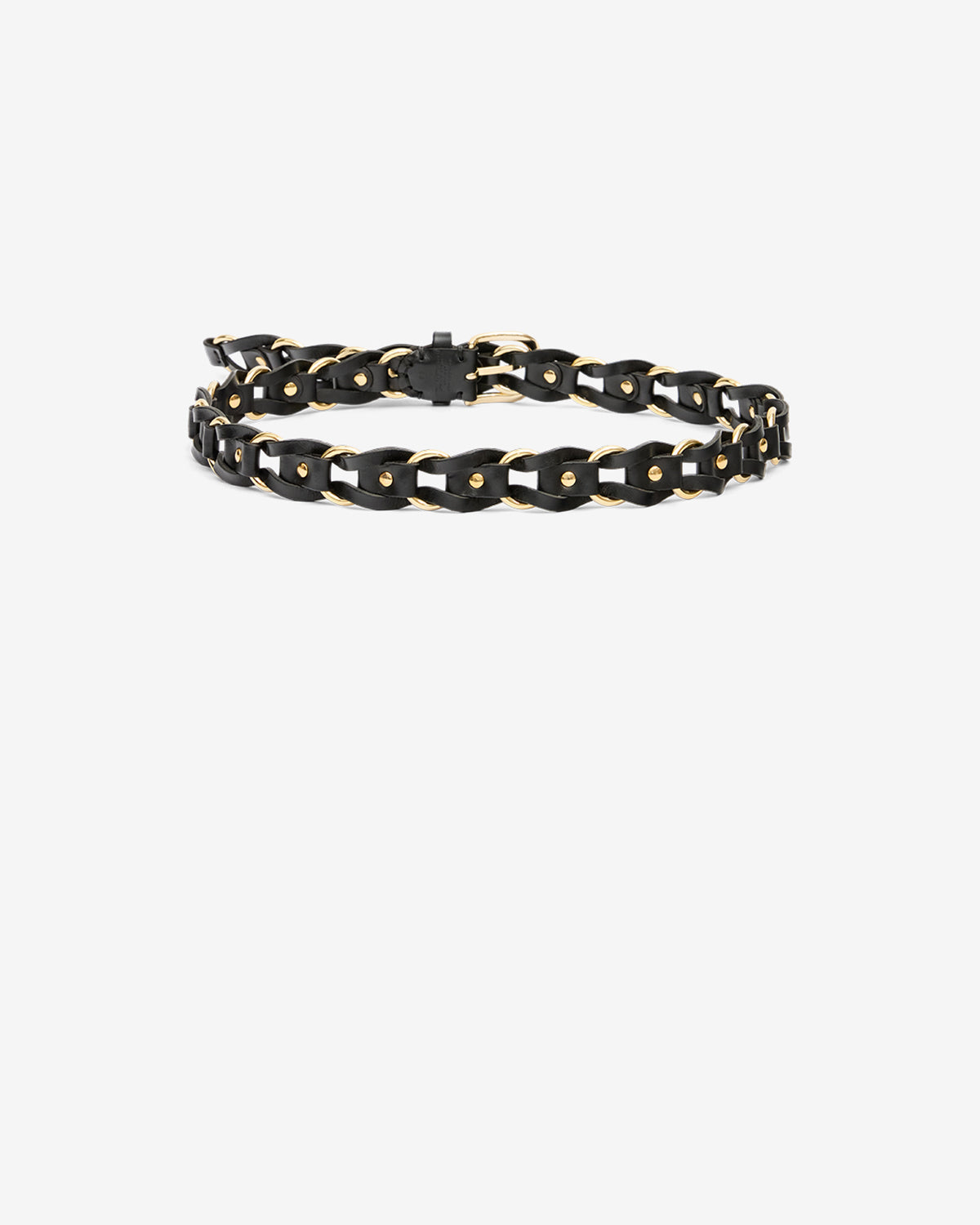 Isabel Marant Bali CE266CFA ceinture cuir noir et doré 3 cm